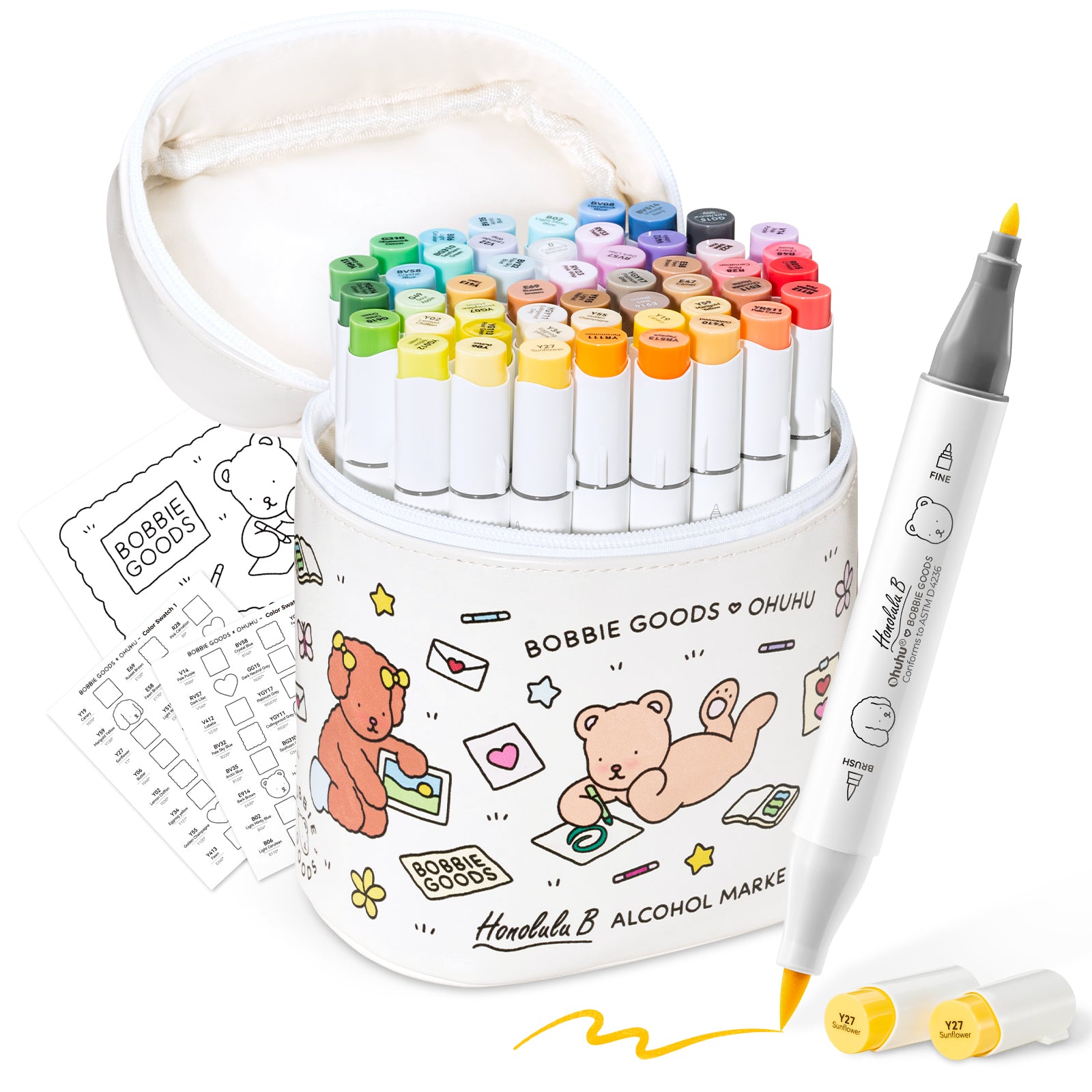 Ohuhu x Bobbie Goods Honolulu B 48 Colors Dual Tips Alcohol Art Markers. Brush & Fine - Image 3