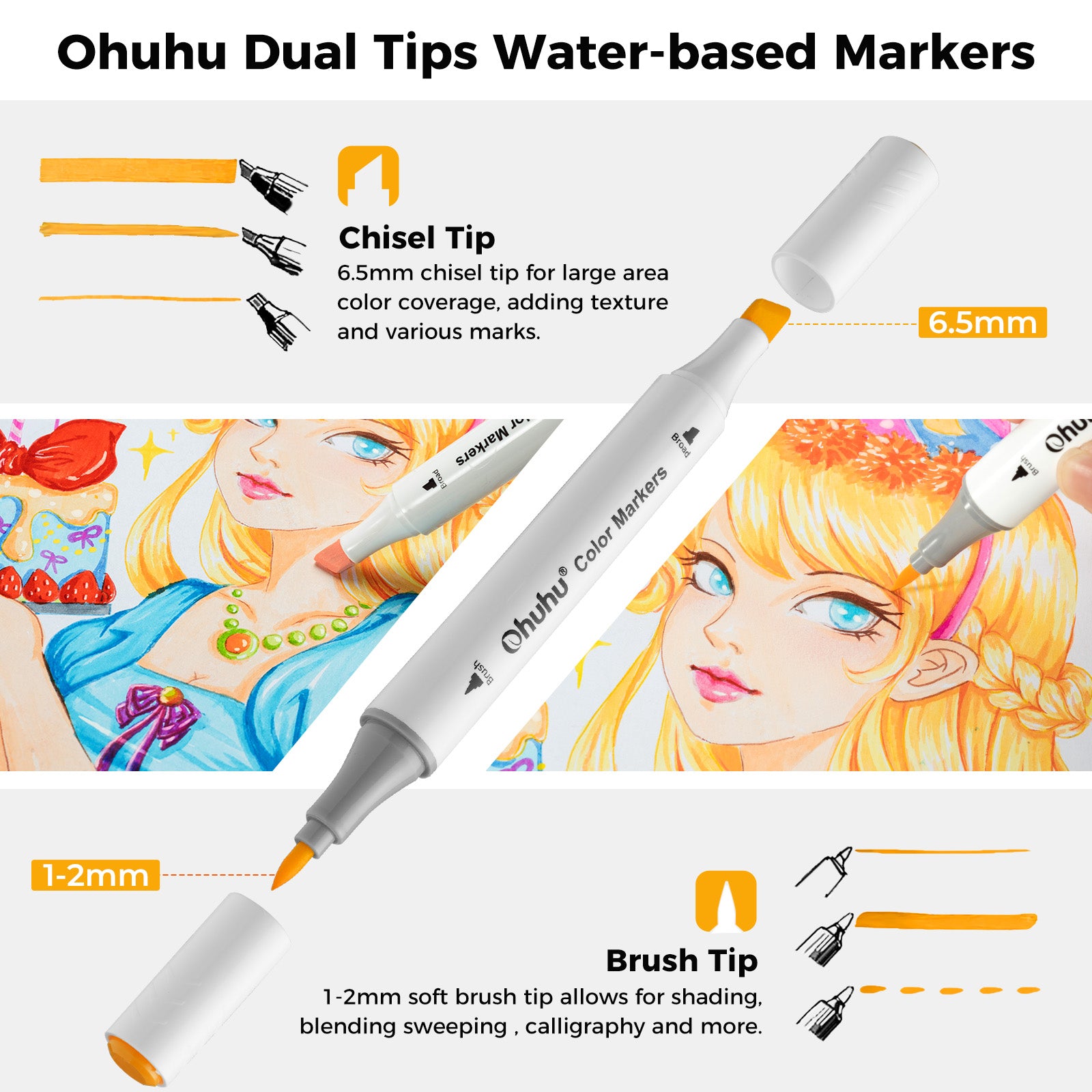 Ohuhu Dual Tips Water-Based Art Markers - Image 7