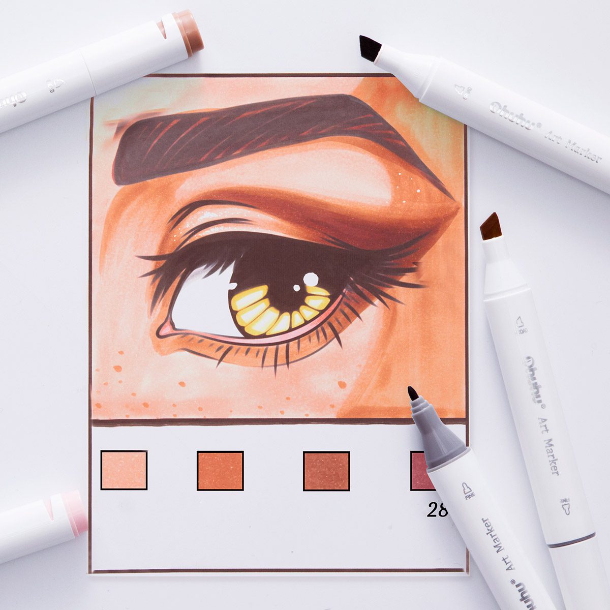 Ohuhu Oahu 36 Skin Tone Colors Dual Tips Alcohol Art Markers. Fine & Chisel - Image 10