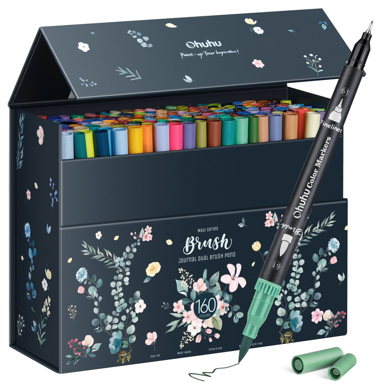 Ohuhu Maui 160 Colors Dual Tips Water Based Art Markers. Brush & Fineliner - Image 2
