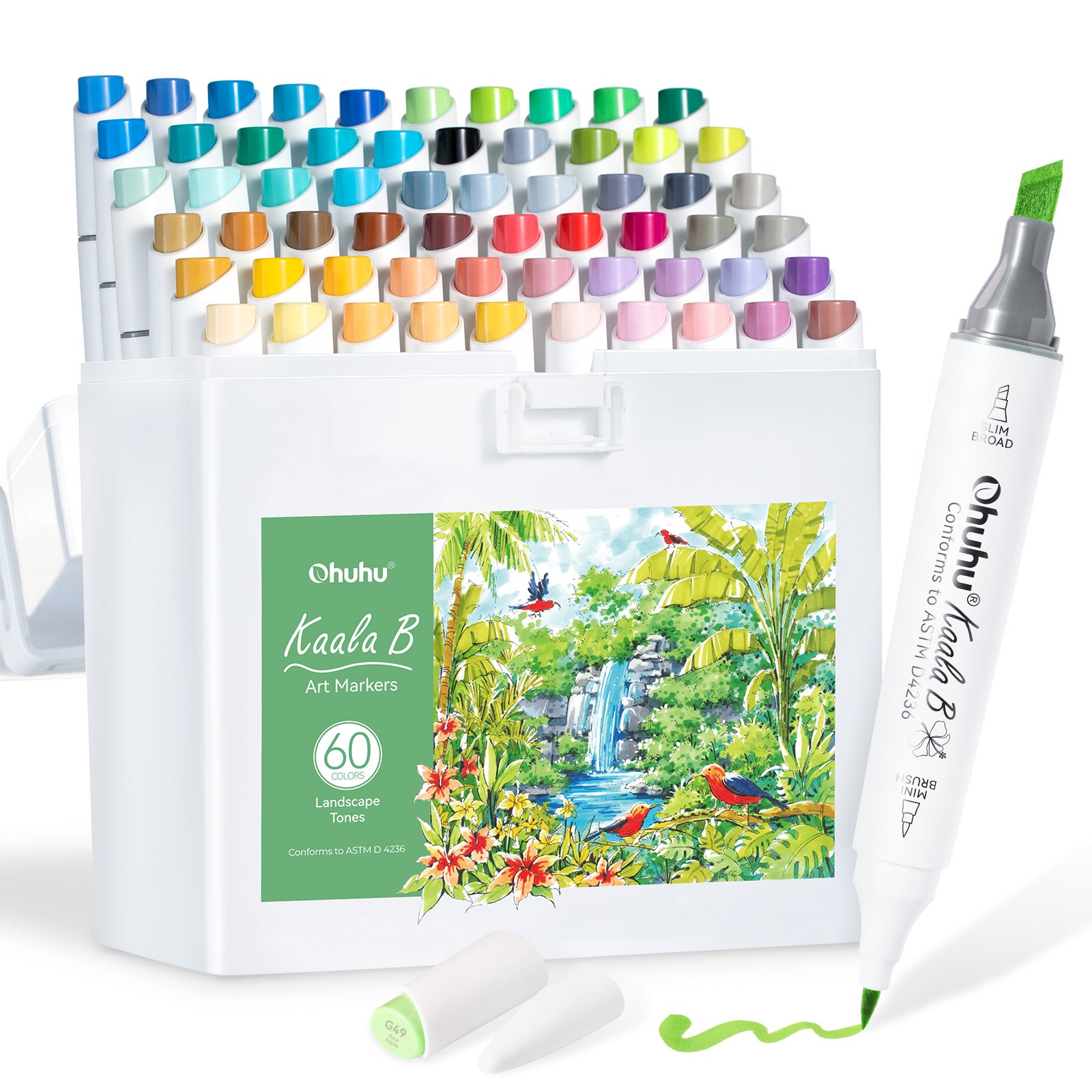Ohuhu Kaala Dual Tips Alcohol Art Markers- 60 Colors Landscape Tone - Image 27