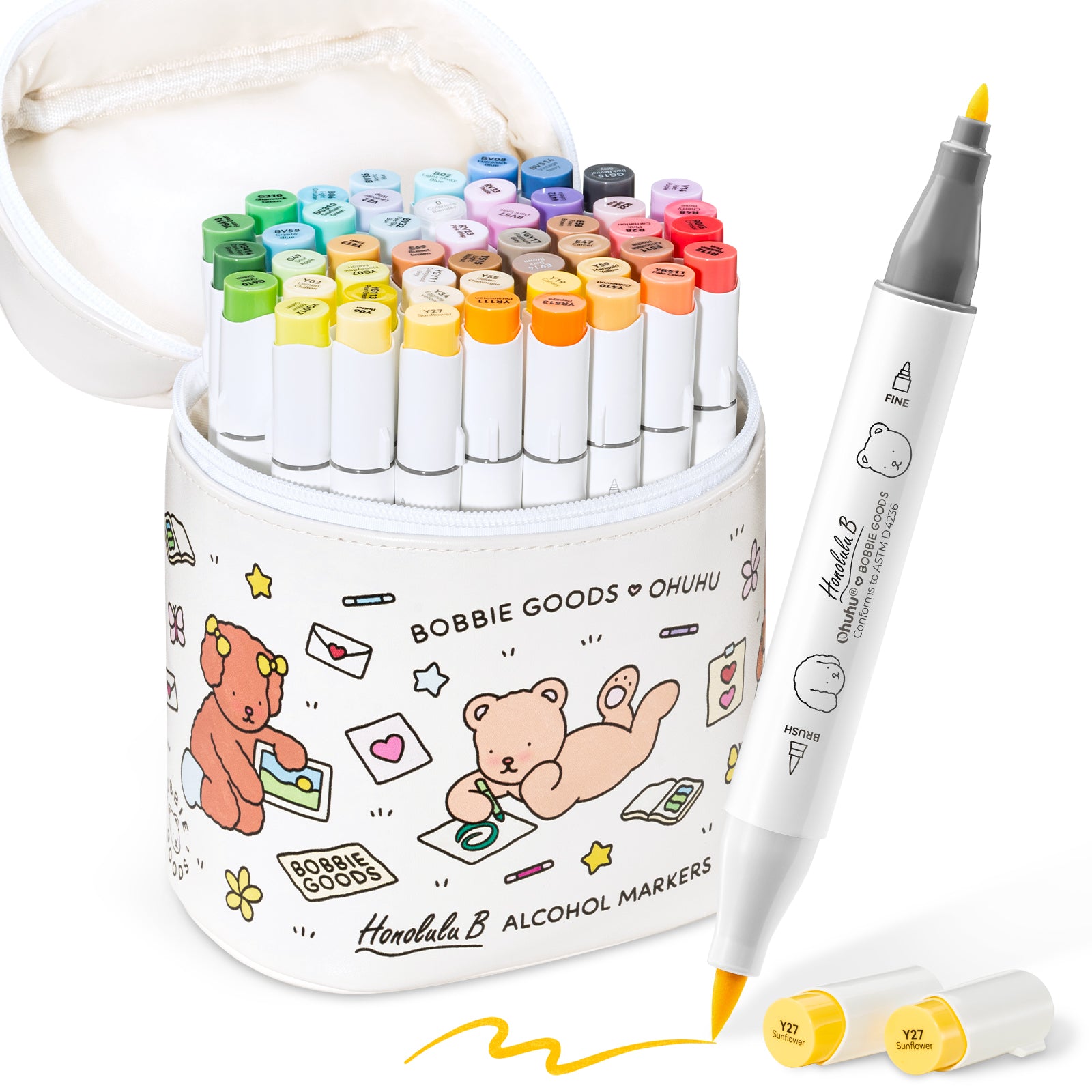 Ohuhu x Bobbie Goods Honolulu B 48 Colors Dual Tips Alcohol Art Markers. Brush & Fine