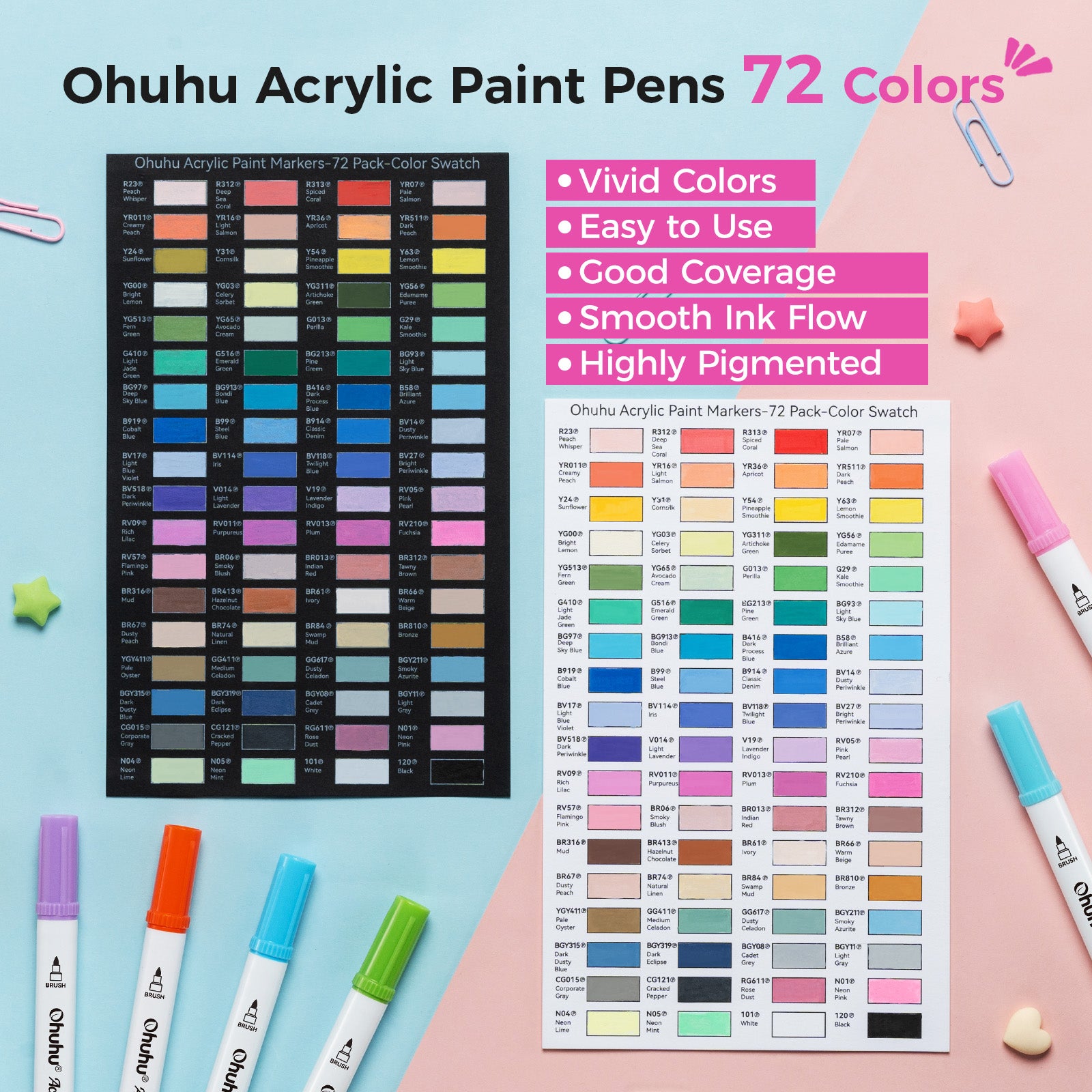 Ohuhu Acrylic Paint Markers Cotton-core 72 Colors - Akaka - Image 4