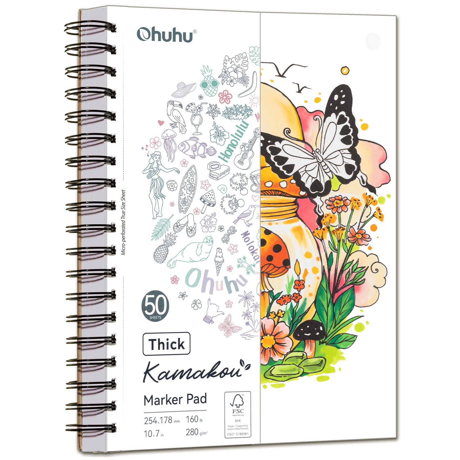 Ohuhu Heavyweight Bleedproof Double-Sided Marker Pad. Spiral-Bound - Kamakou - Image 2
