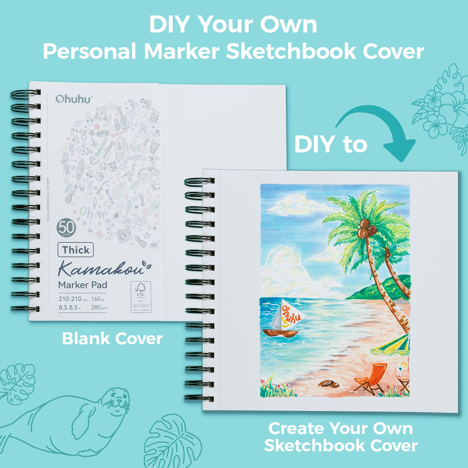 Ohuhu Heavyweight Bleedproof Double-Sided Marker Pad. Spiral-Bound - Kamakou - Image 3