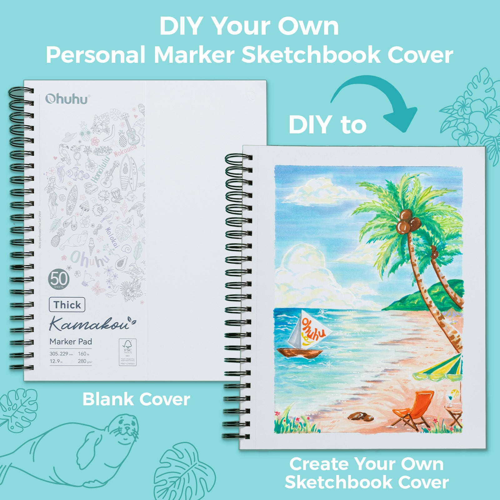 Ohuhu Heavyweight Bleedproof Double-Sided Marker Pad. Spiral-Bound - Kamakou - Image 27