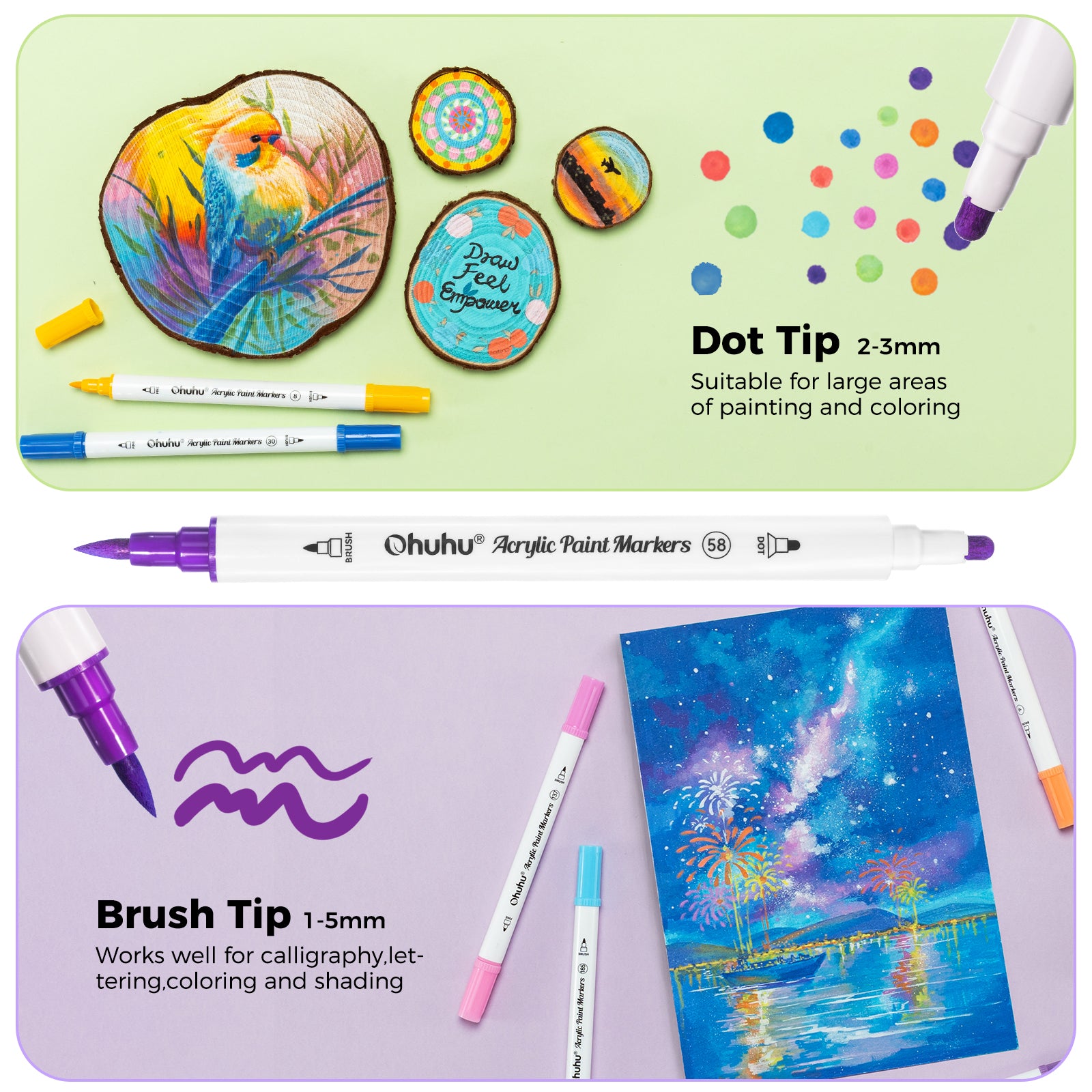 Ohuhu Acrylic Paint Markers Cotton-core 72 Colors - Akaka - Image 6