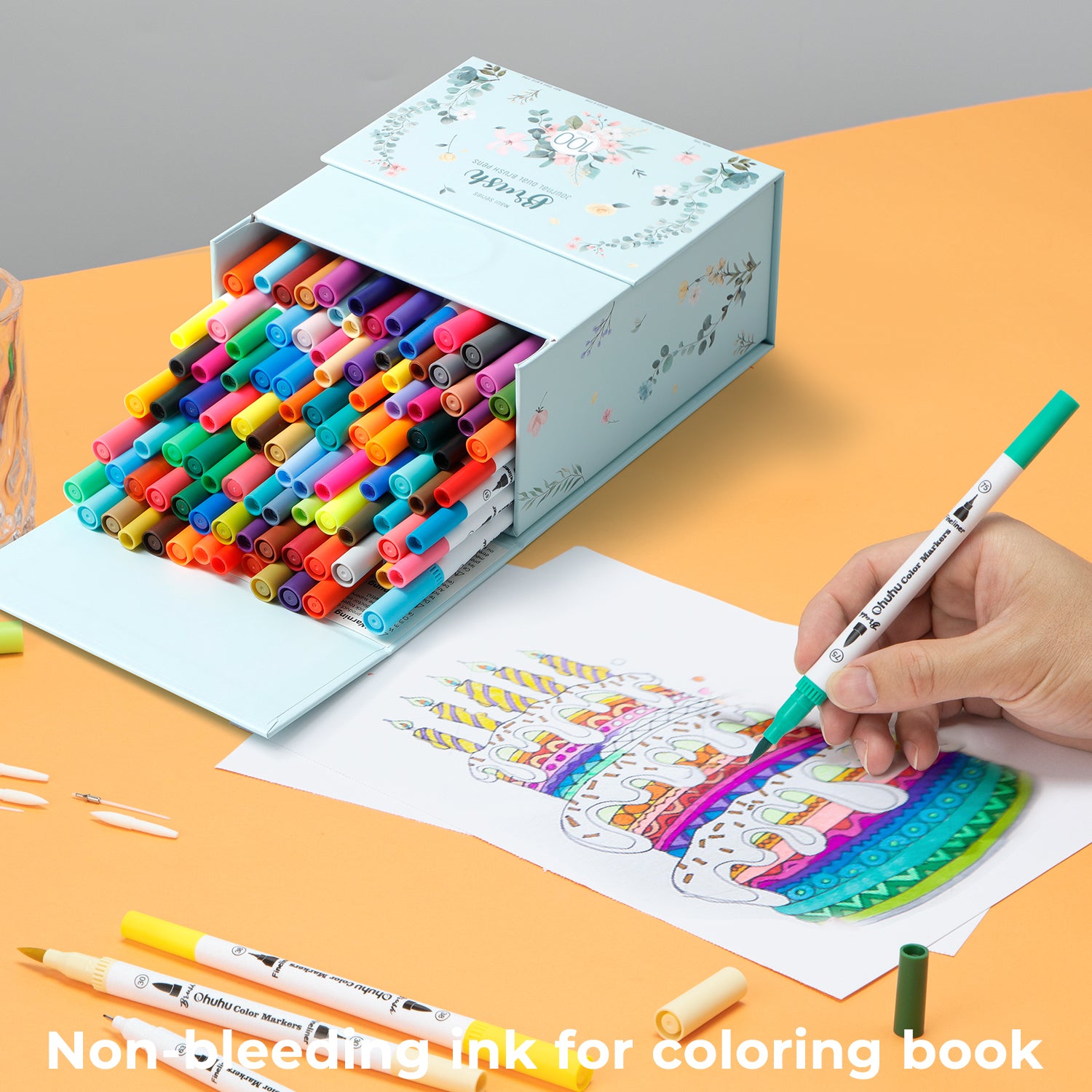 Ohuhu Maui 100 Colors Dual Tips Water Based Art Markers. Brush & Fineliner - Image 5