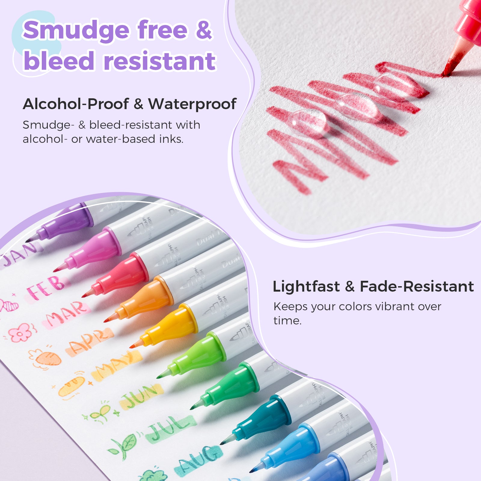 Ohuhu Colored Fineliner & Brush Pens. 12 Colors - Image 4