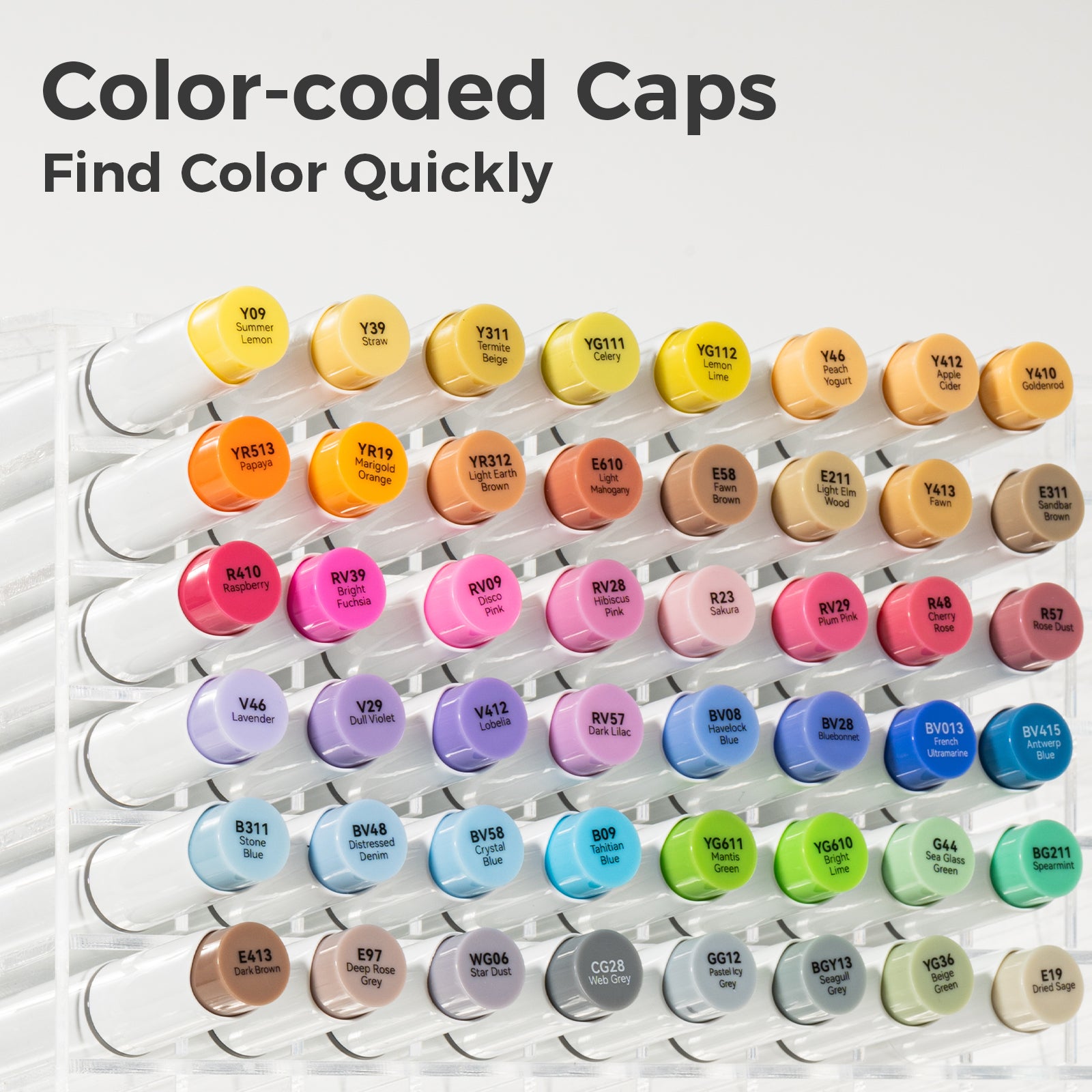 Ohuhu Honolulu 48 Mid-tone Colors Dual Tips Alcohol Art Markers (New Color Codes) - Image 7