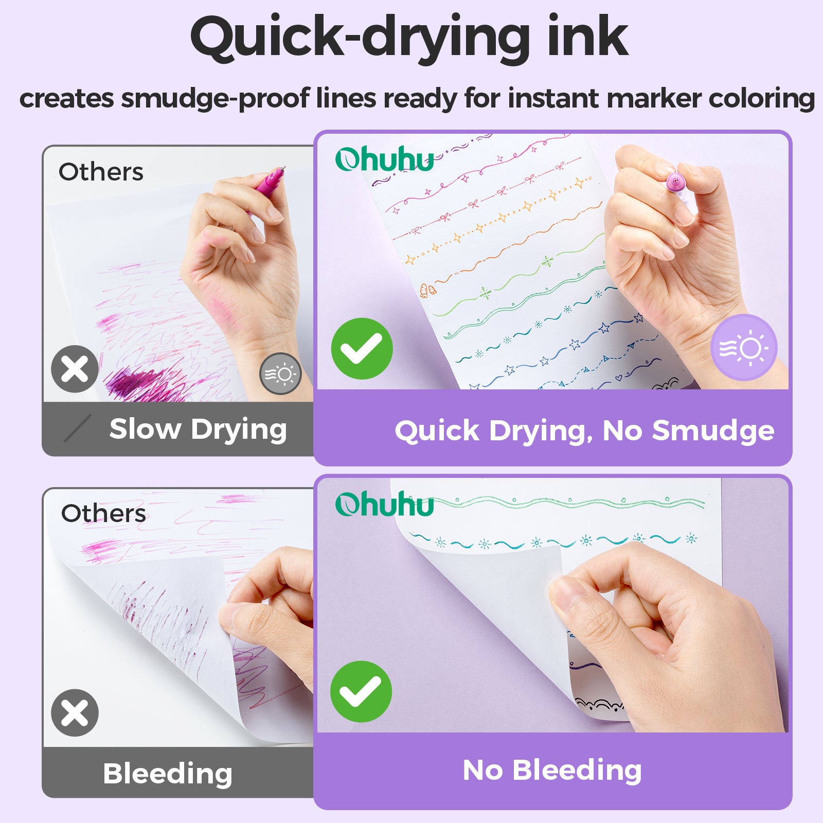 Ohuhu Colored Fineliner & Brush Pens. 12 Colors - Image 5