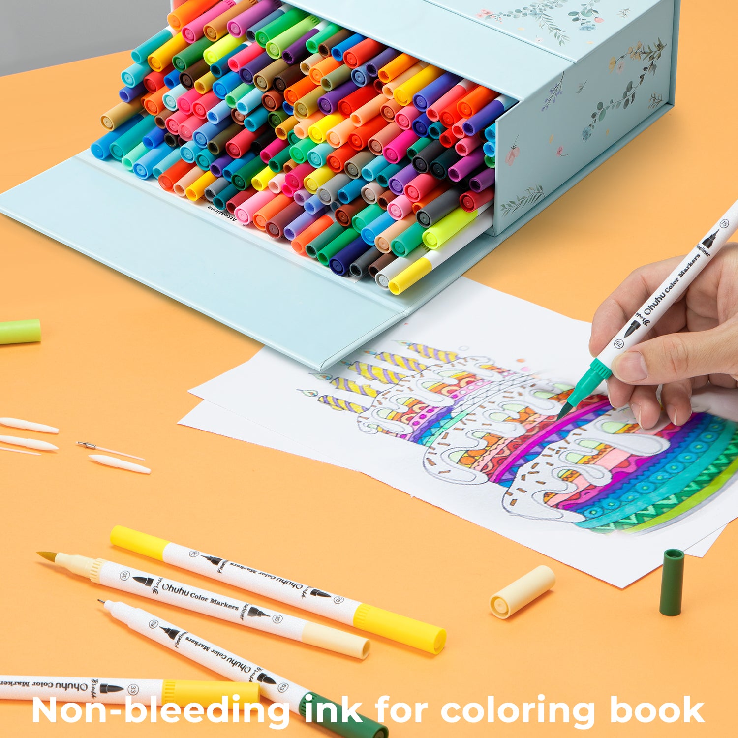 Ohuhu Maui 160 Colors Dual Tips Water Based Art Markers. Brush & Fineliner - Image 6