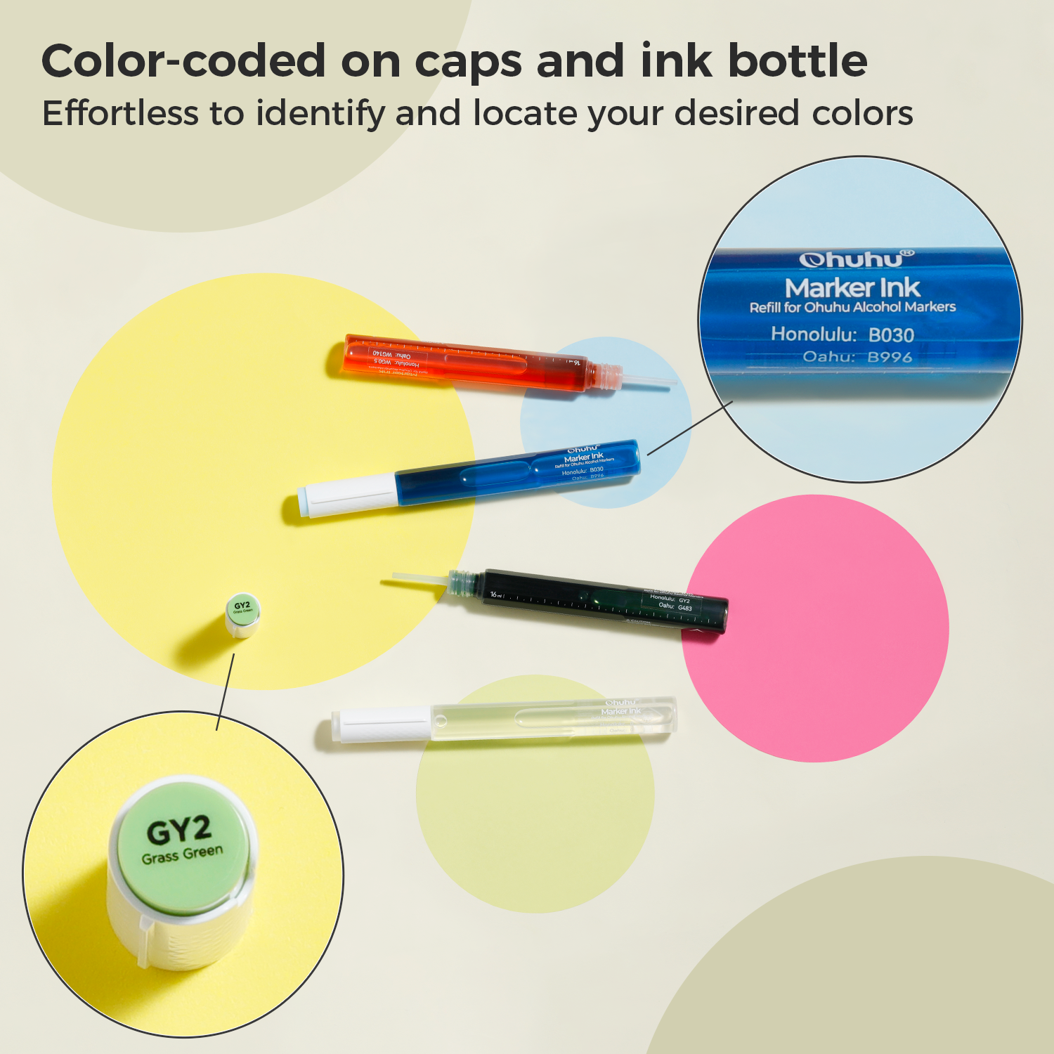 Ohuhu Marker Ink E47 / E288 / YR209 Refill for Alcohol marker - Image 6
