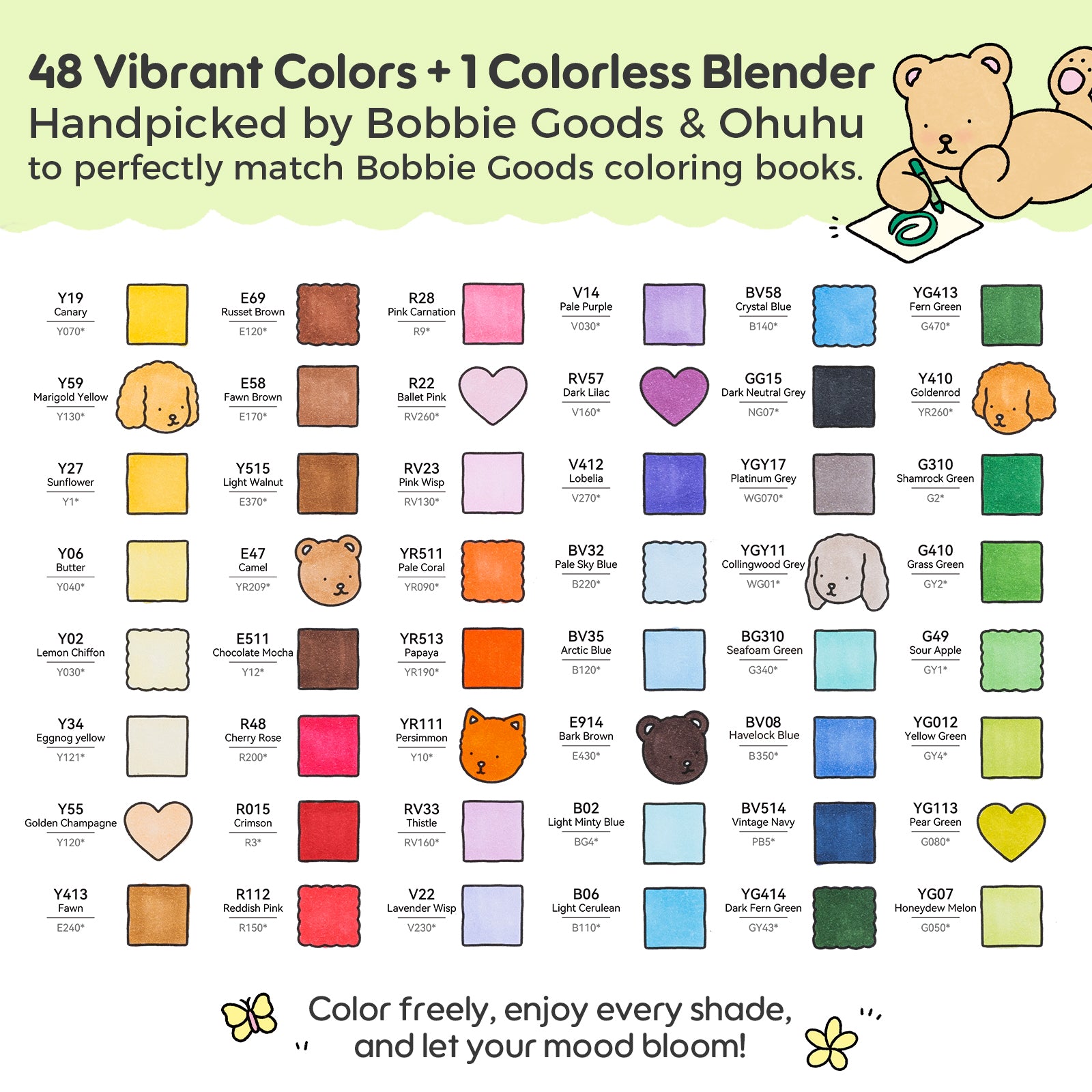 Ohuhu x Bobbie Goods Honolulu B 48 Colors Dual Tips Alcohol Art Markers. Brush & Fine - Image 6