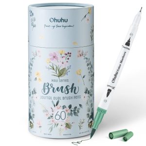 Ohuhu Maui 60 Colors Dual Tips Water Based Art Markers. Brush & Fineliner