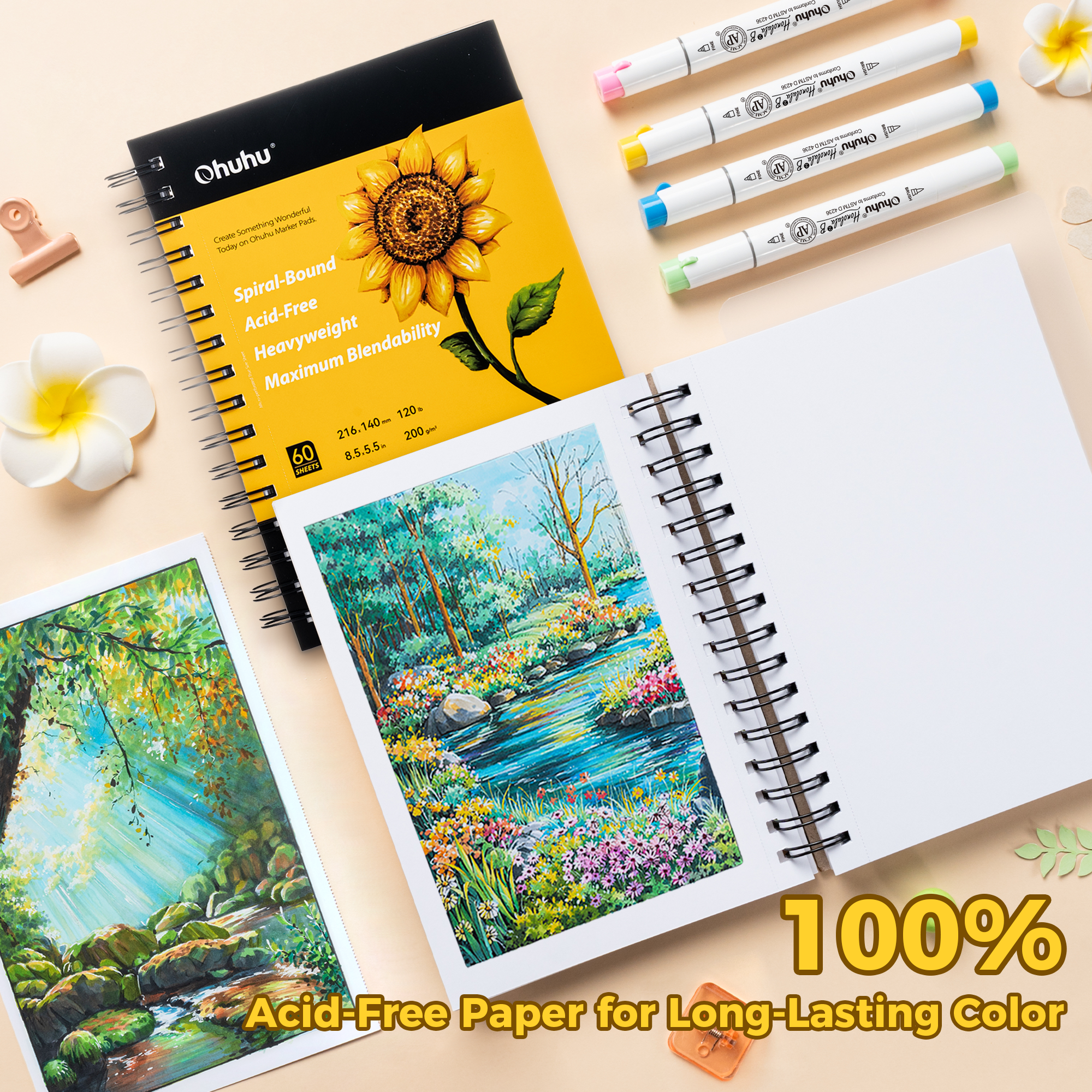 Ohuhu Spiral-Bound Marker Pad for Alcohol Markers - Image 17