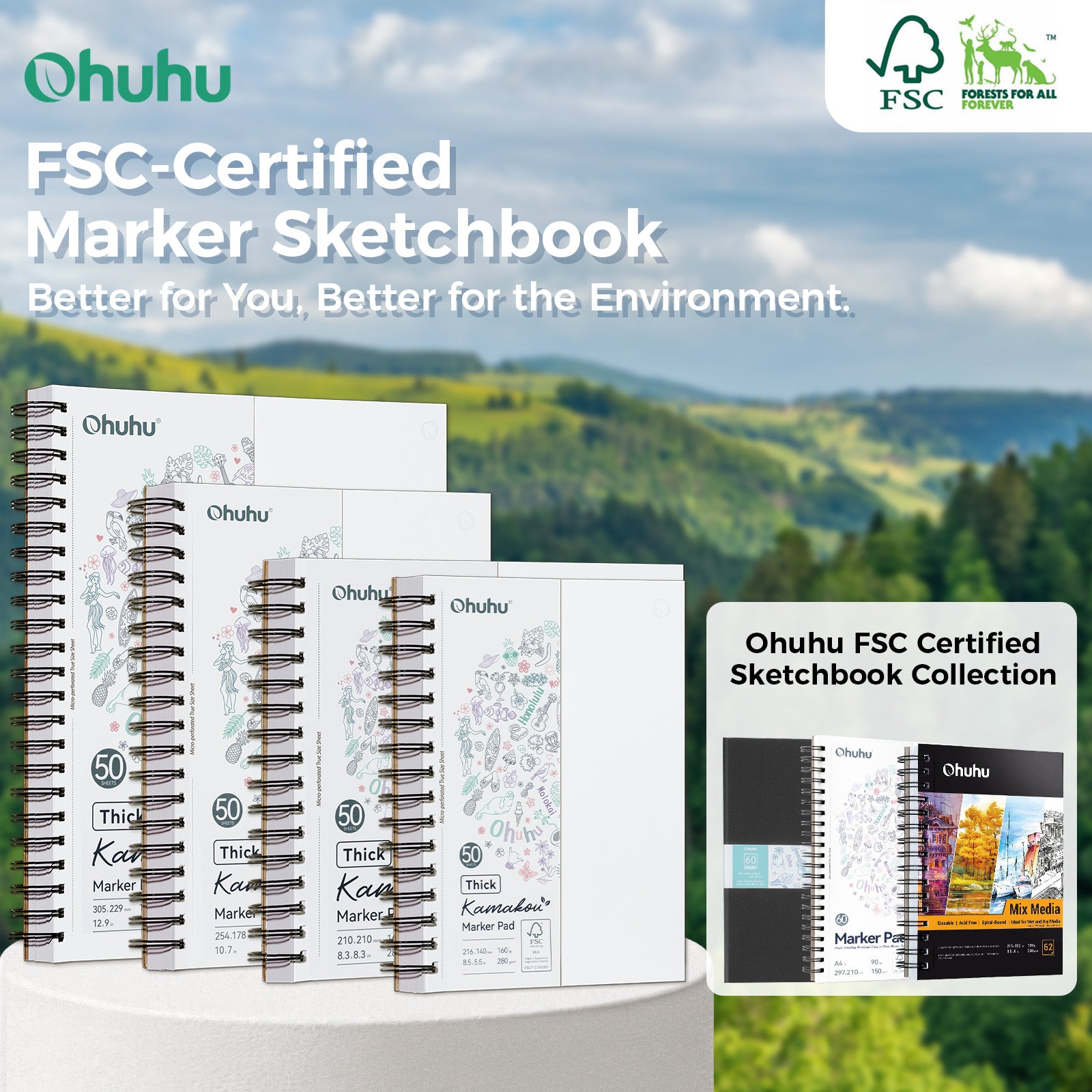 Ohuhu Heavyweight Bleedproof Double-Sided Marker Pad. Spiral-Bound - Kamakou - Image 10