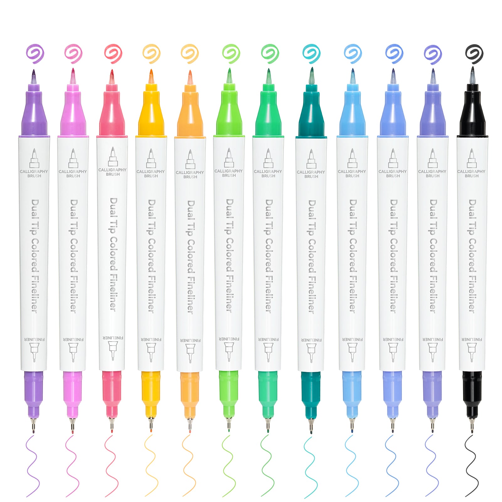 Ohuhu Colored Fineliner & Brush Pens. 12 Colors - Image 2