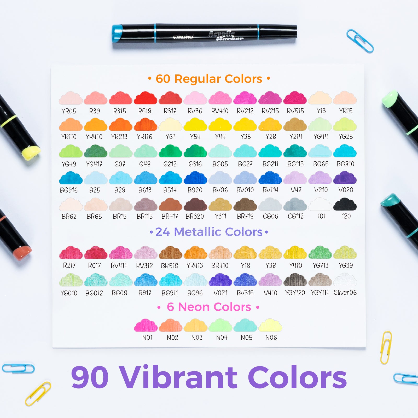 Ohuhu Dual Nib Waterproof Acrylic Pen 30 / 60 / 90 Colors - Kakaako - Image 22