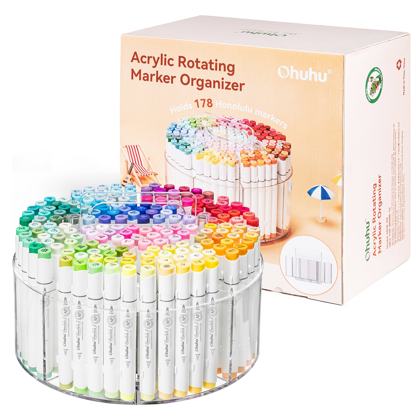Ohuhu 360° Rotating Clear Acrylic Marker Organizer - Image 2