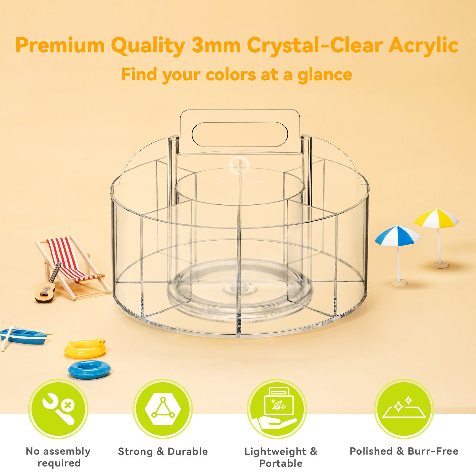 Ohuhu 360° Rotating Clear Acrylic Marker Organizer - Image 11