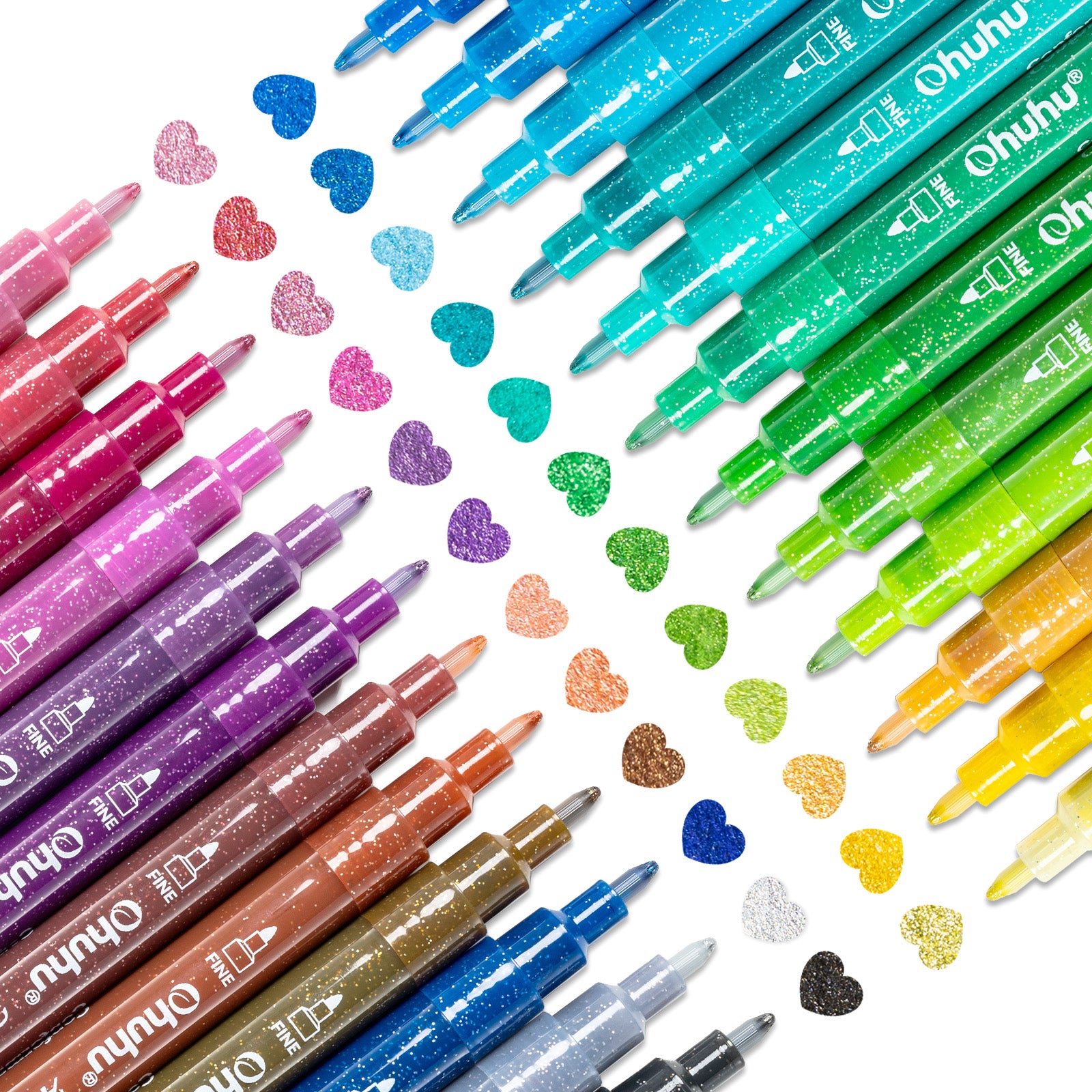 Ohuhu Acrylic Metallic Glitter Markers. 24 Colors - 0.7mm & 3mm Tip Paint Pens - Image 13