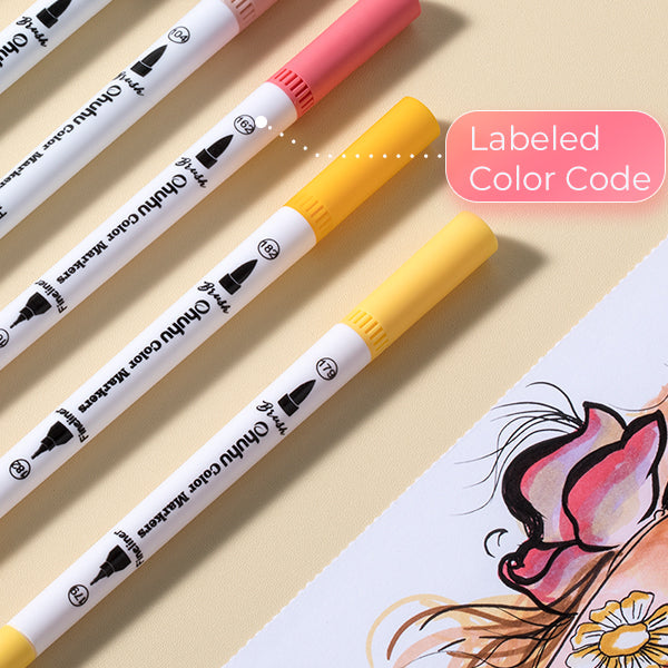 Ohuhu Maui 36 Skin Tone Colors Dual Tips Water Based Art Markers. Brush & Fineliner (US Exclusive) - Image 6