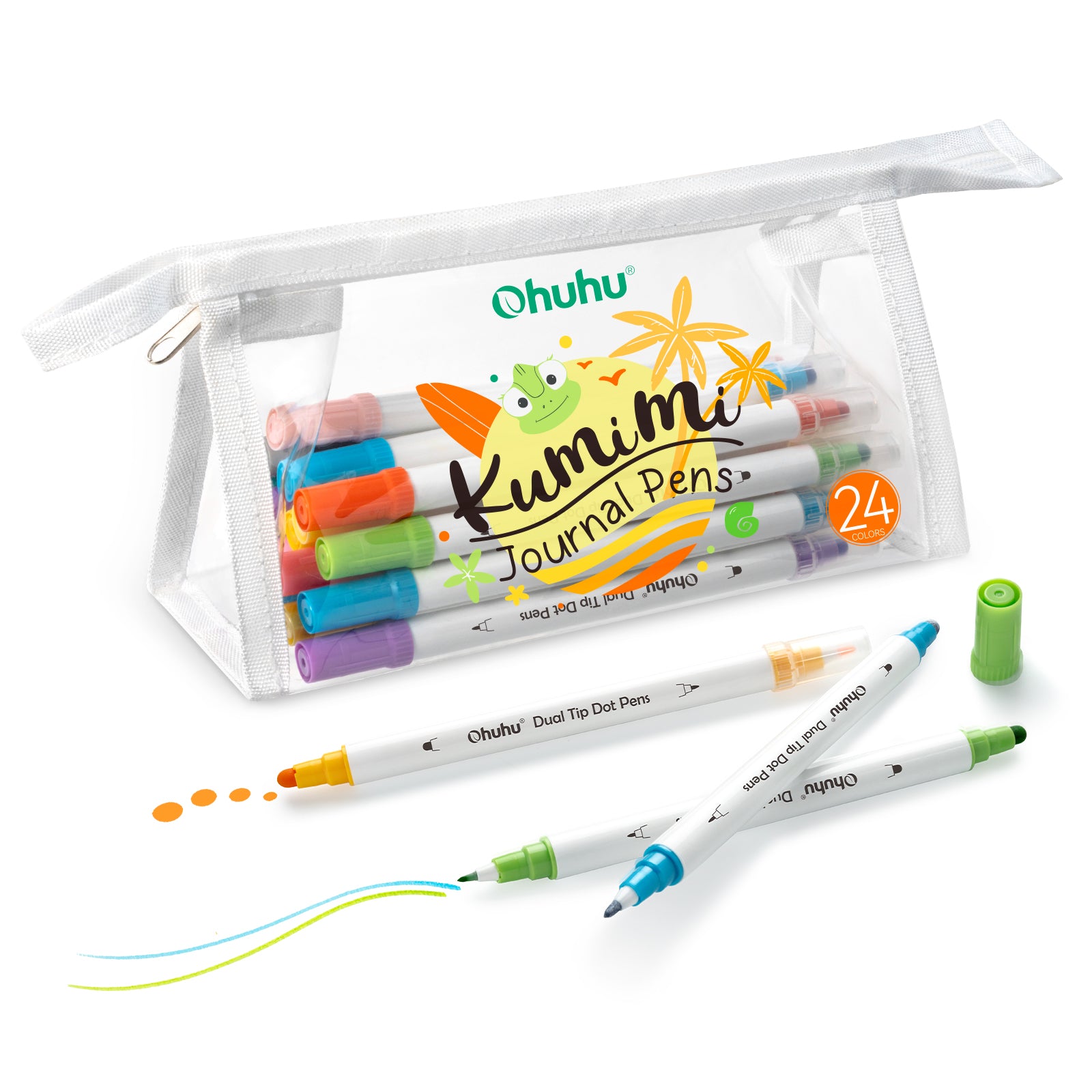 Ohuhu 24 Colors Water-base Calligraphy Brush & Dot Marker Pens - Image 7