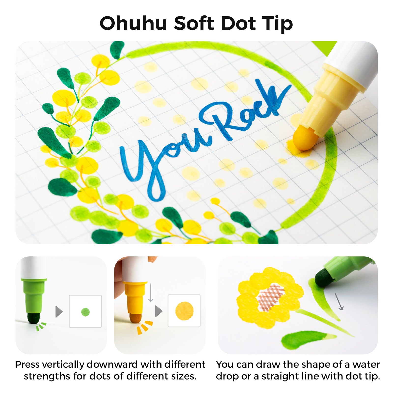 Ohuhu 24 Colors Water-base Calligraphy Brush & Dot Marker Pens - Image 6