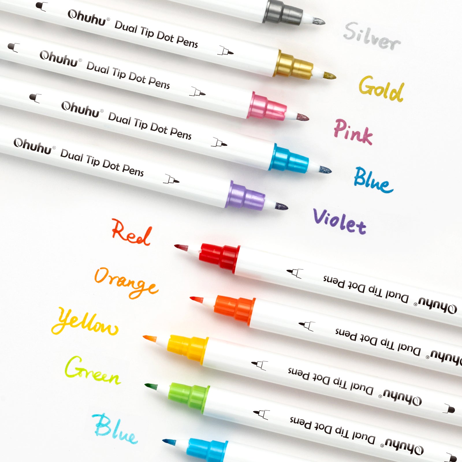 Ohuhu 24 Colors Water-base Calligraphy Brush & Dot Marker Pens - Image 8