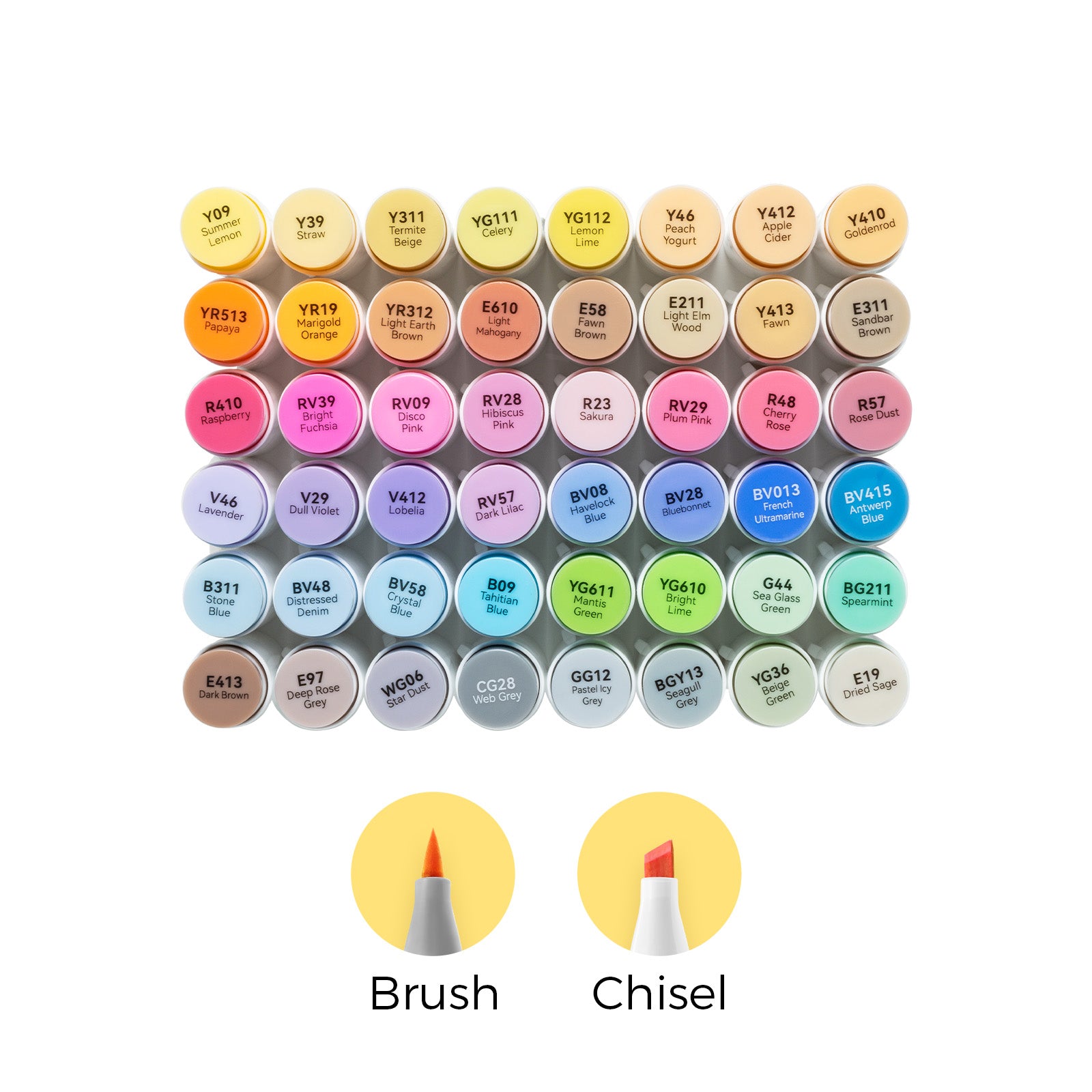Ohuhu Honolulu 48 Mid-tone Colors Dual Tips Alcohol Art Markers (New Color Codes) - Image 2
