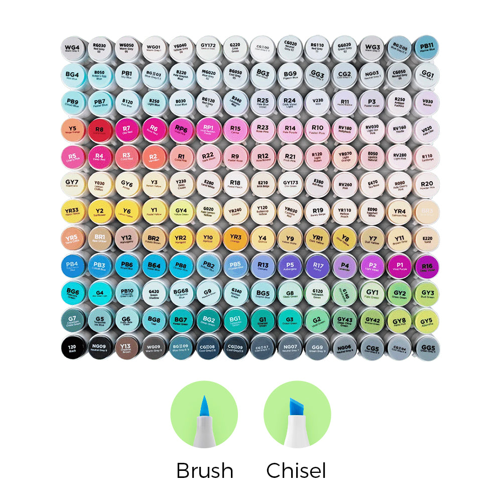 Ohuhu Honolulu 168 Colors Dual Tips Alcohol Art Markers (New Color Codes) - Image 3