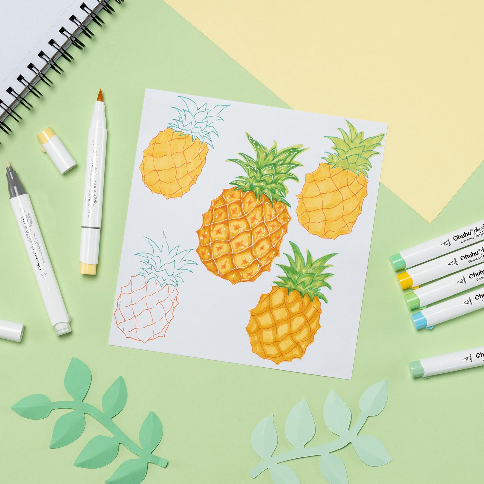 Ohuhu Honolulu² 24 Basic Colors Dual Tips Alcohol Art Markers - Image 10