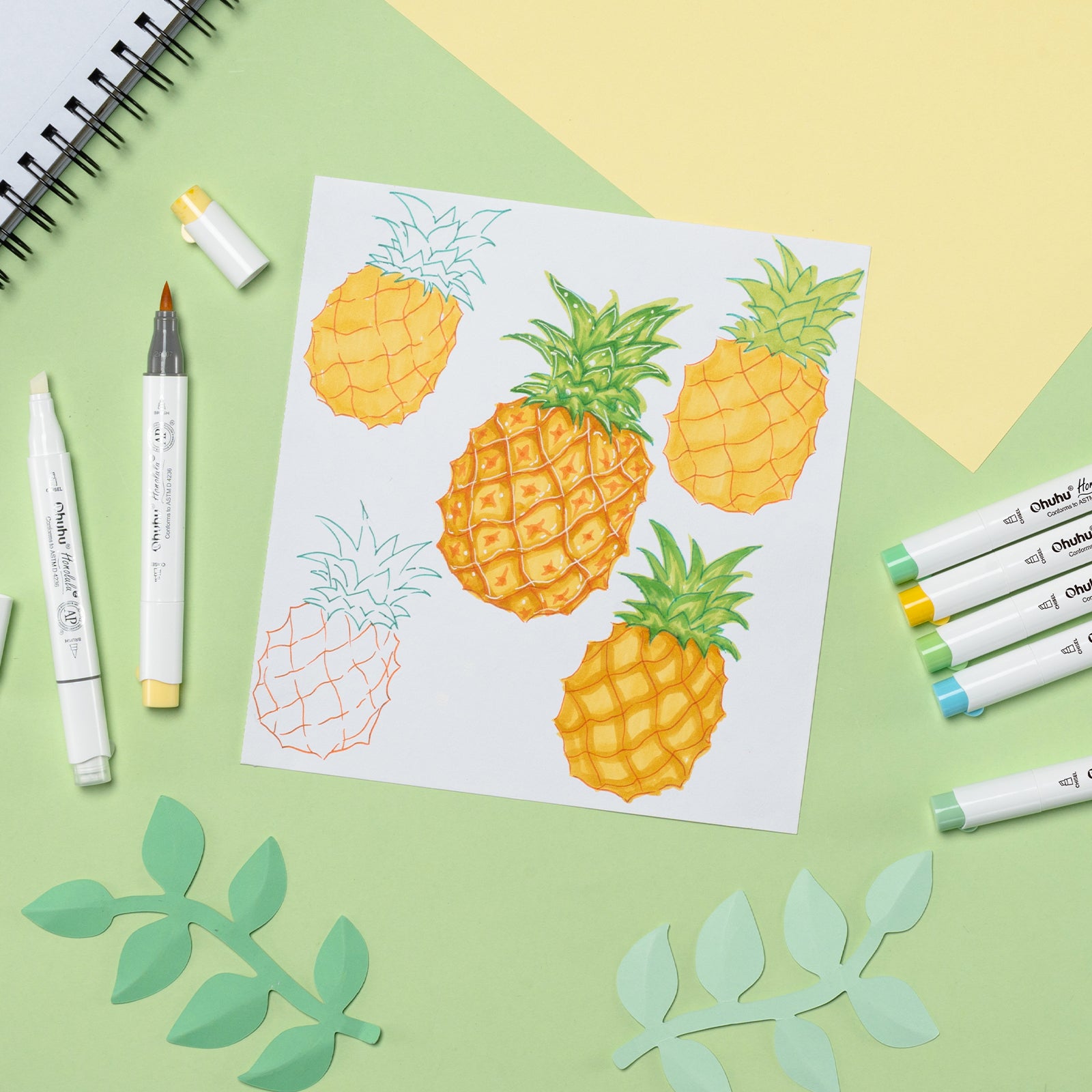 Ohuhu Honolulu² 24 Basic Colors Dual Tips Alcohol Art Markers - Image 11