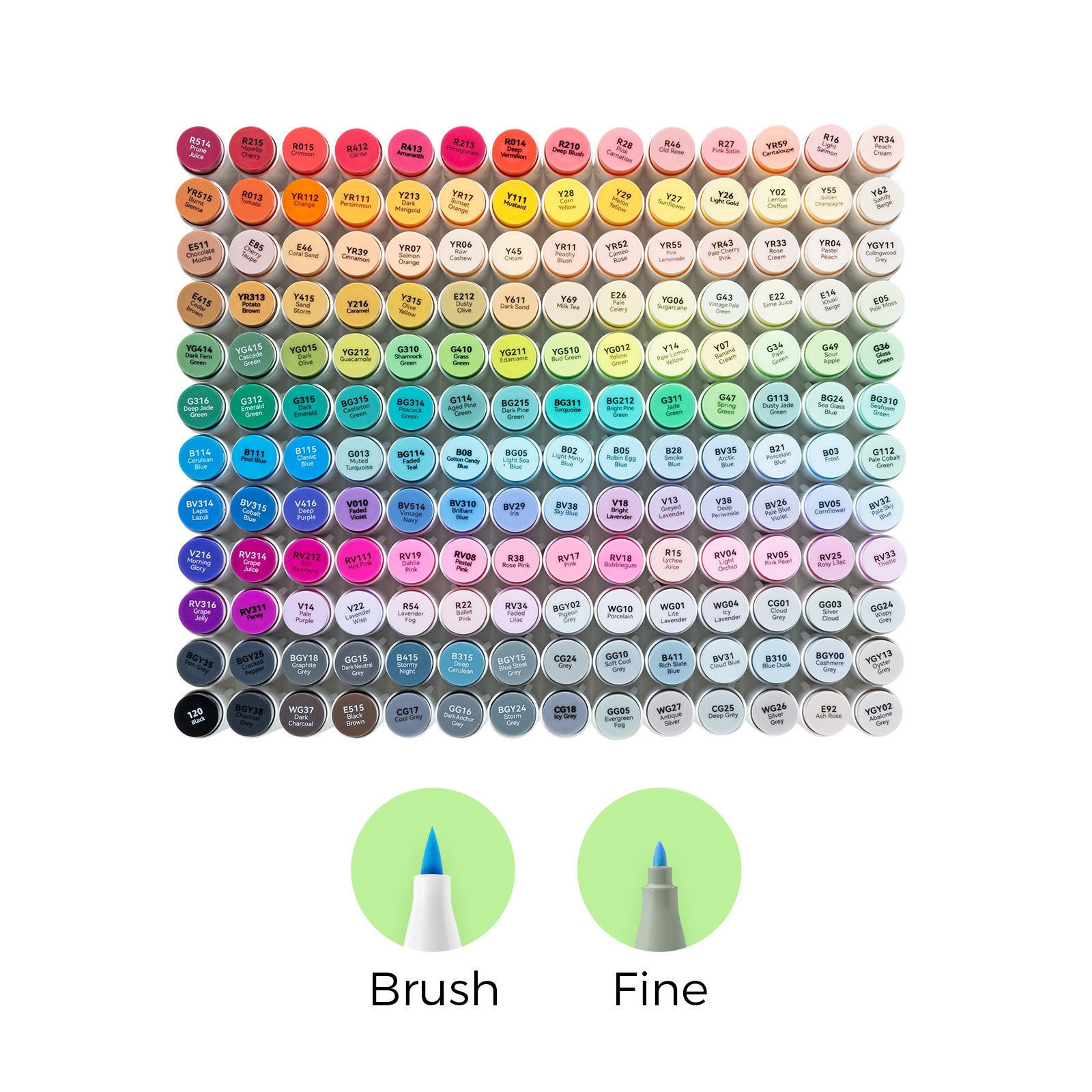 Ohuhu Honolulu 168 Colors Dual Tips Alcohol Art Markers (New Color Codes) - Image 2