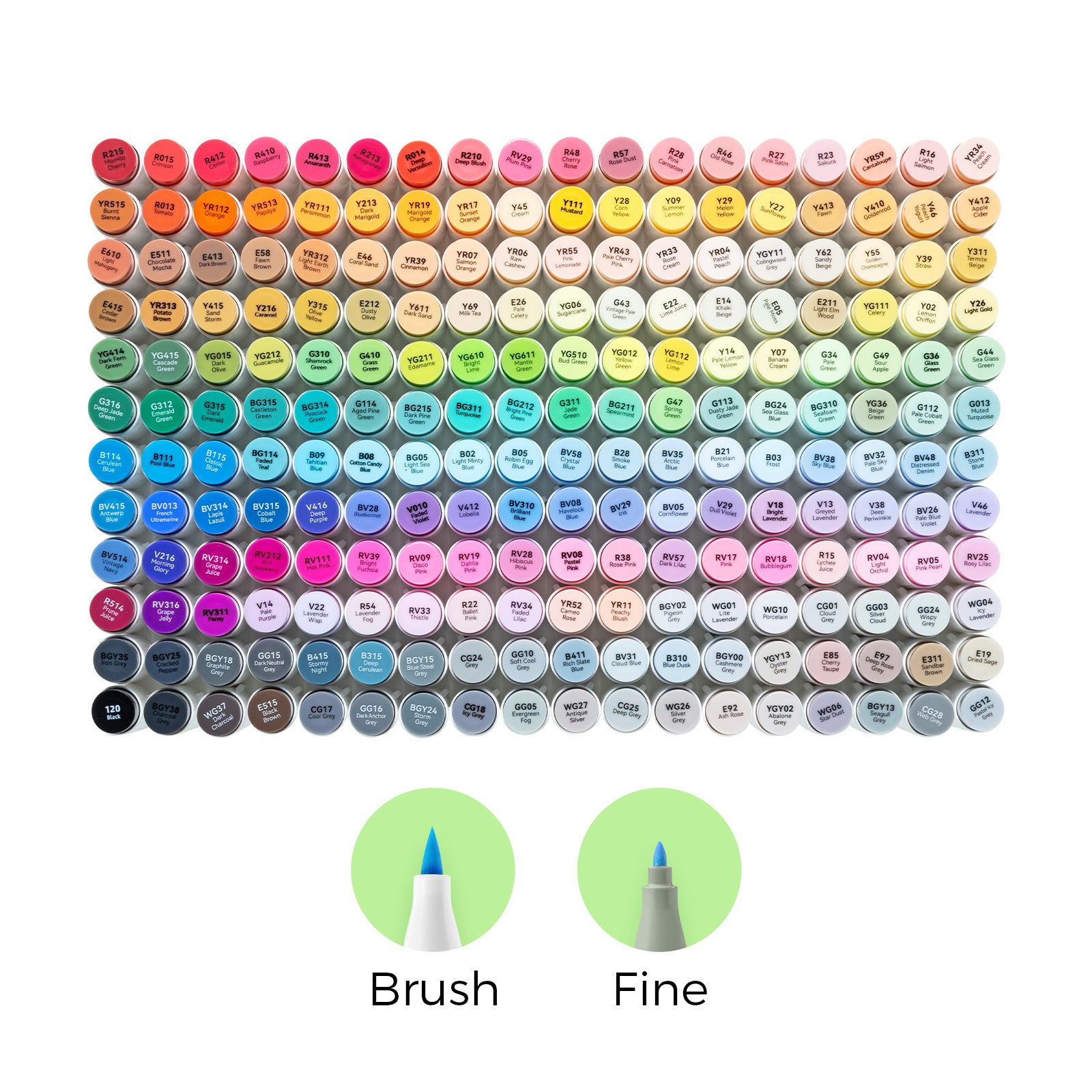 Ohuhu Honolulu 216 Colors Dual Tips Alcohol Art Markers (New Color Codes) - Image 2