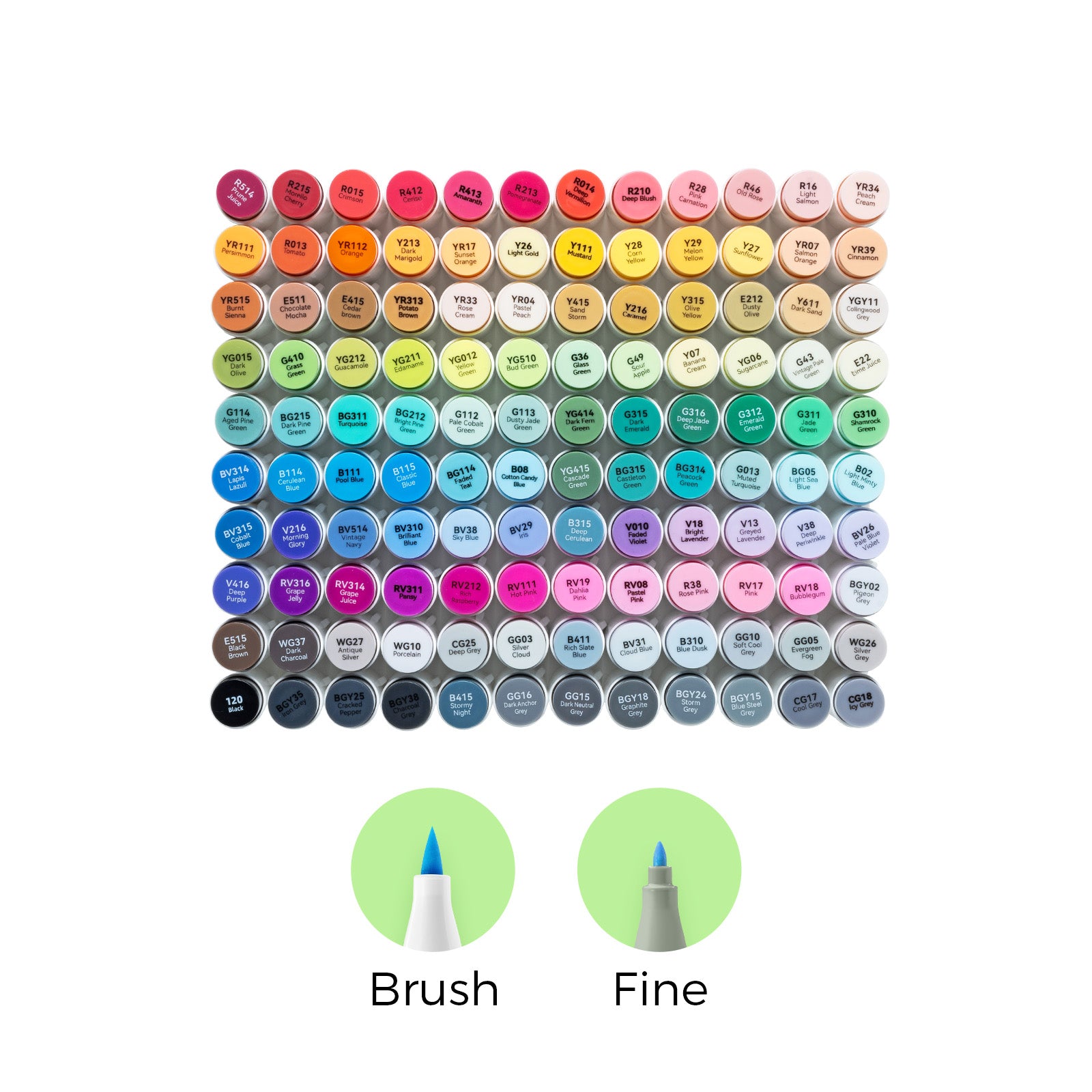 Ohuhu Honolulu 120 Colors Dual Tips Alcohol Art Markers (New Color Codes) - Image 2
