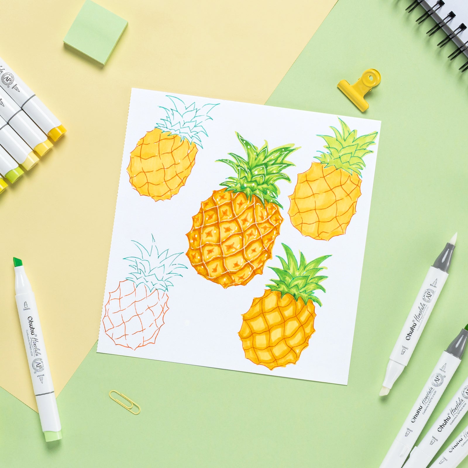 Ohuhu Honolulu 24 Basic Colors Dual Tips Alcohol Art Markers (New Color Codes) - Image 9