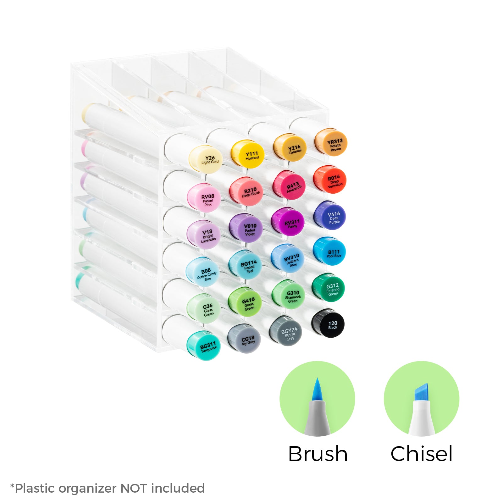 Ohuhu Honolulu 24 Basic Colors Dual Tips Alcohol Art Markers (New Color Codes) - Image 2