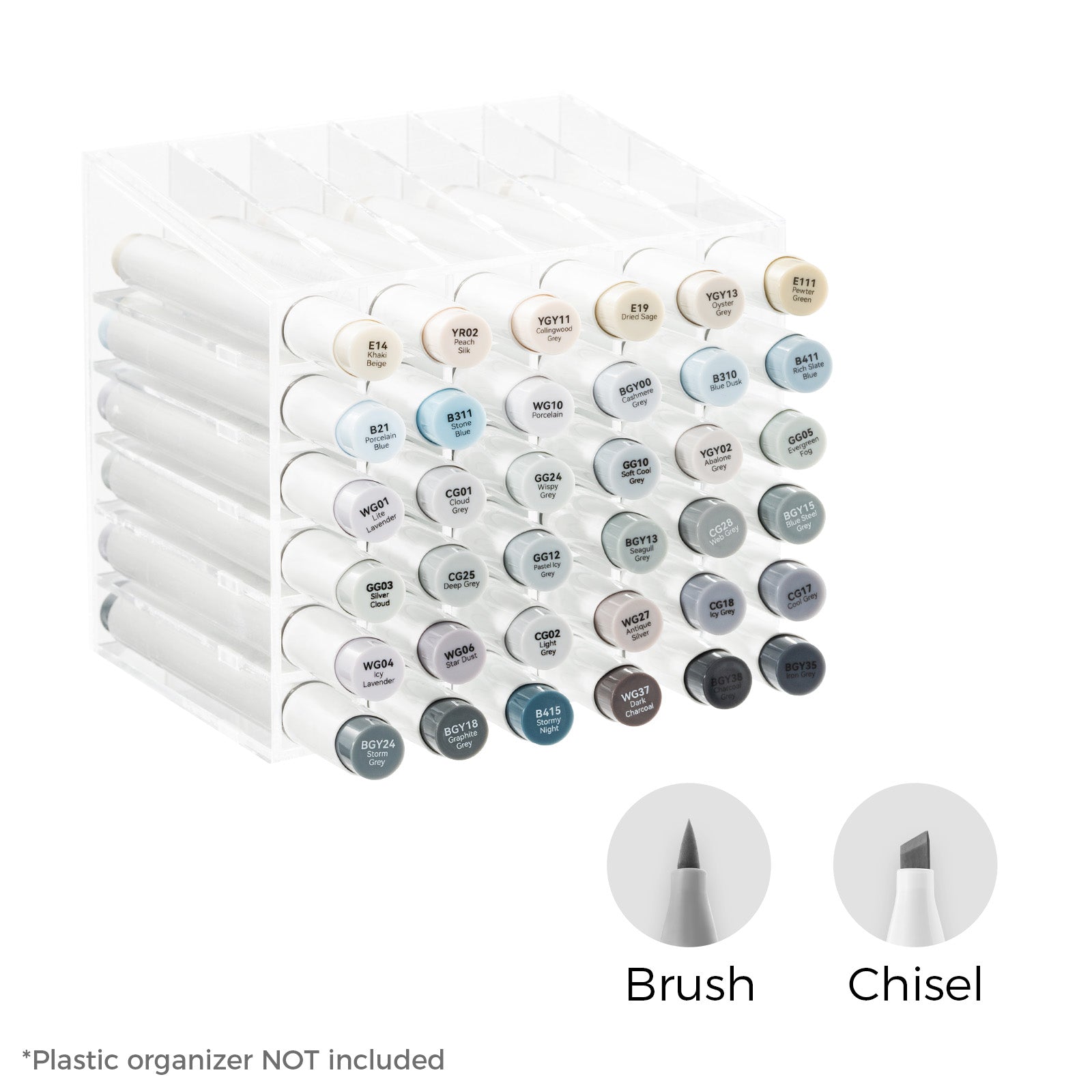 Ohuhu Honolulu 36 Gray Tone Colors Dual Tips Alcohol Art Markers (New Color Codes) - Image 2