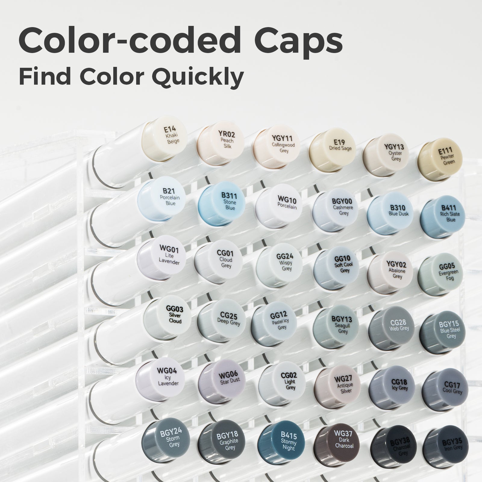 Ohuhu Honolulu 36 Gray Tone Colors Dual Tips Alcohol Art Markers (New Color Codes) - Image 7