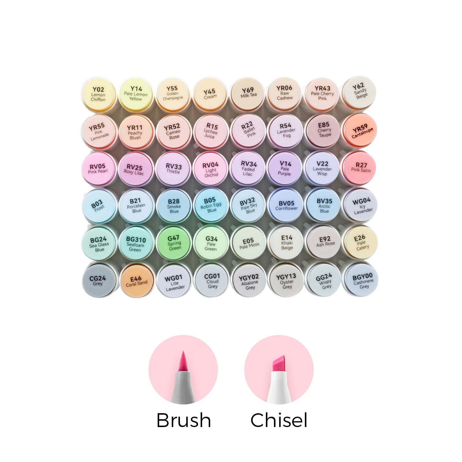 Ohuhu Honolulu 48 Pastel Colors Dual Tips Alcohol Art Markers-Sweetness (New Color Codes)