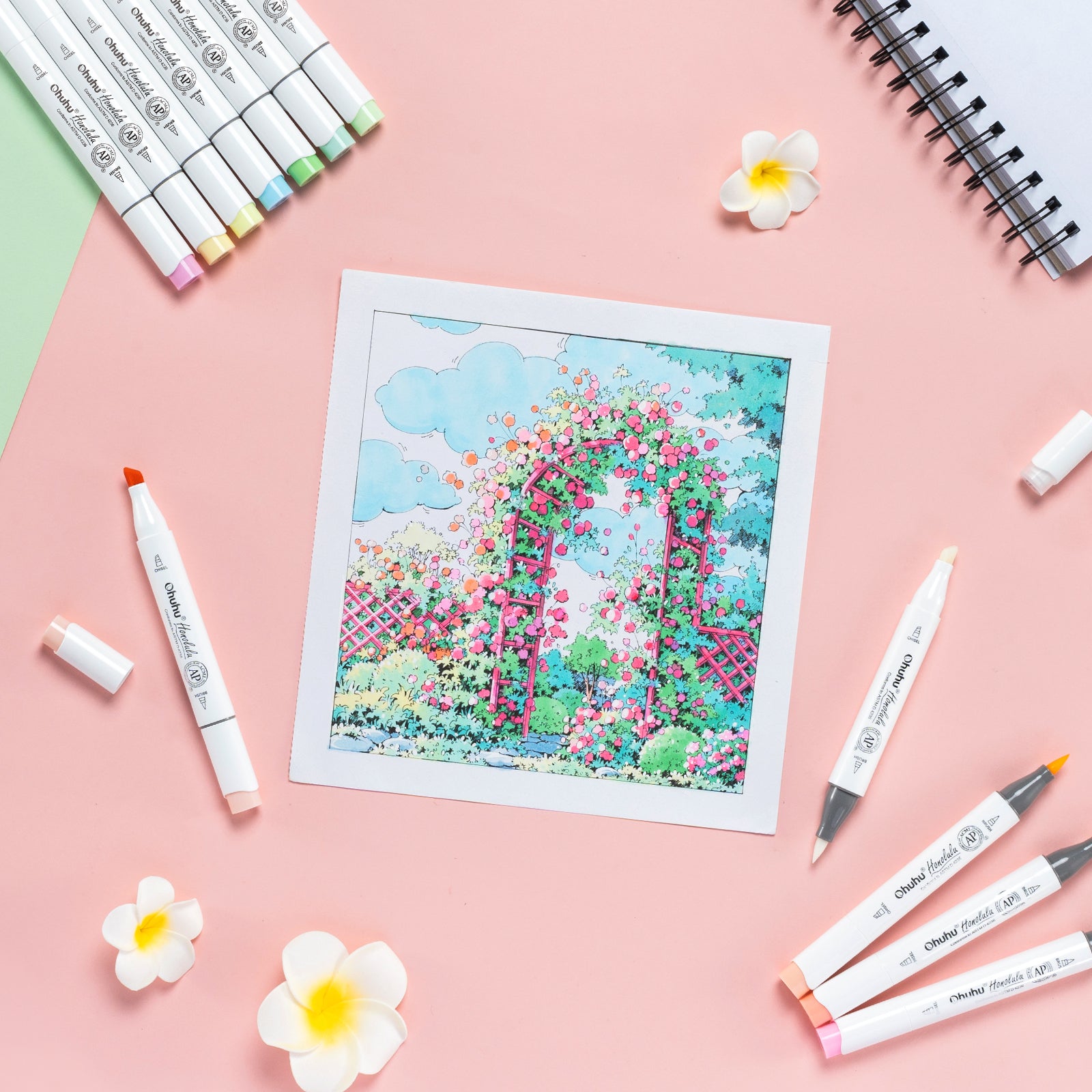 Ohuhu Honolulu 48 Pastel Colors Dual Tips Alcohol Art Markers-Sweetness (New Color Codes) - Image 15