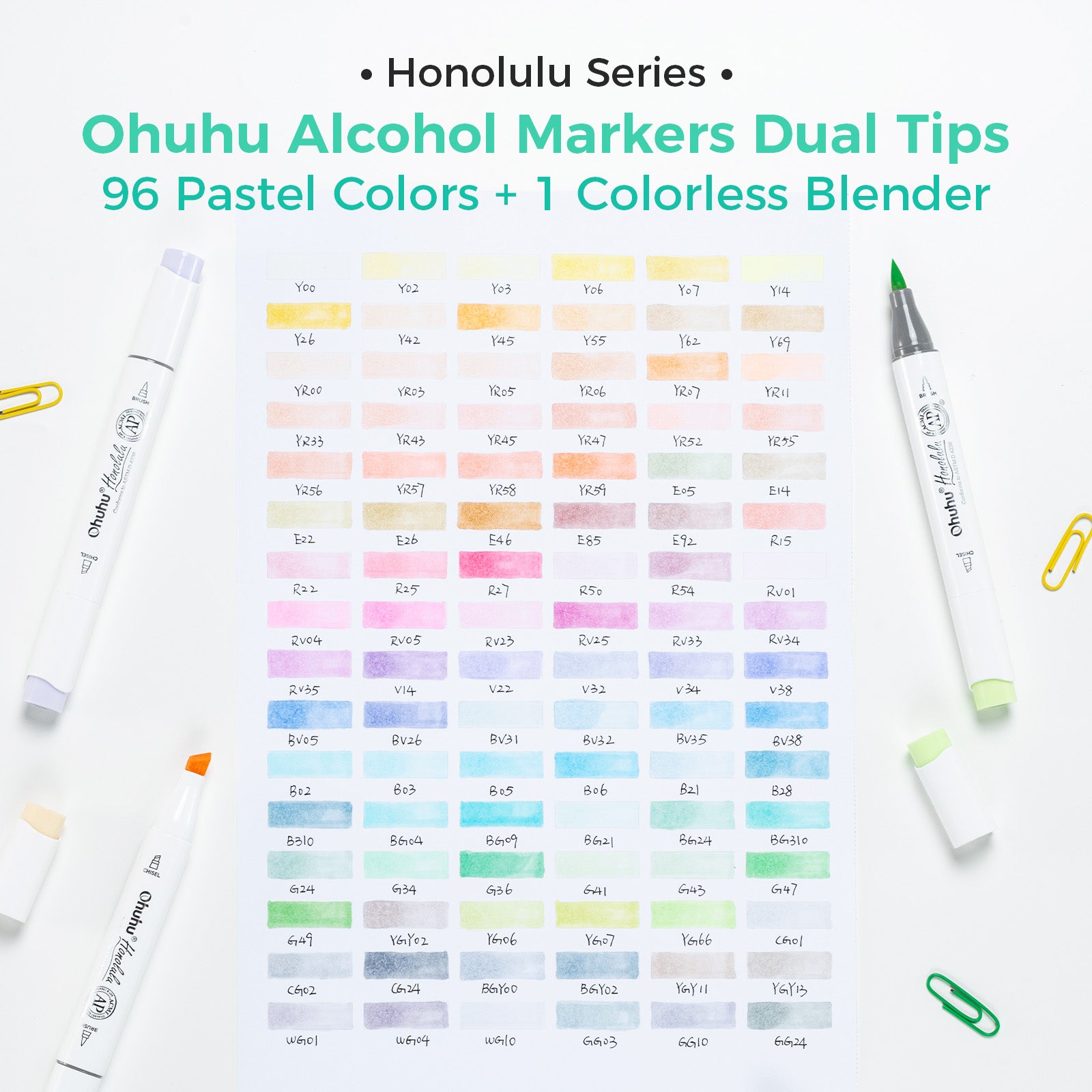 Ohuhu Honolulu 96 Pastel Colors Alcohol Art Markers - Sweetness & Blossoming (New Color Codes) - Image 9