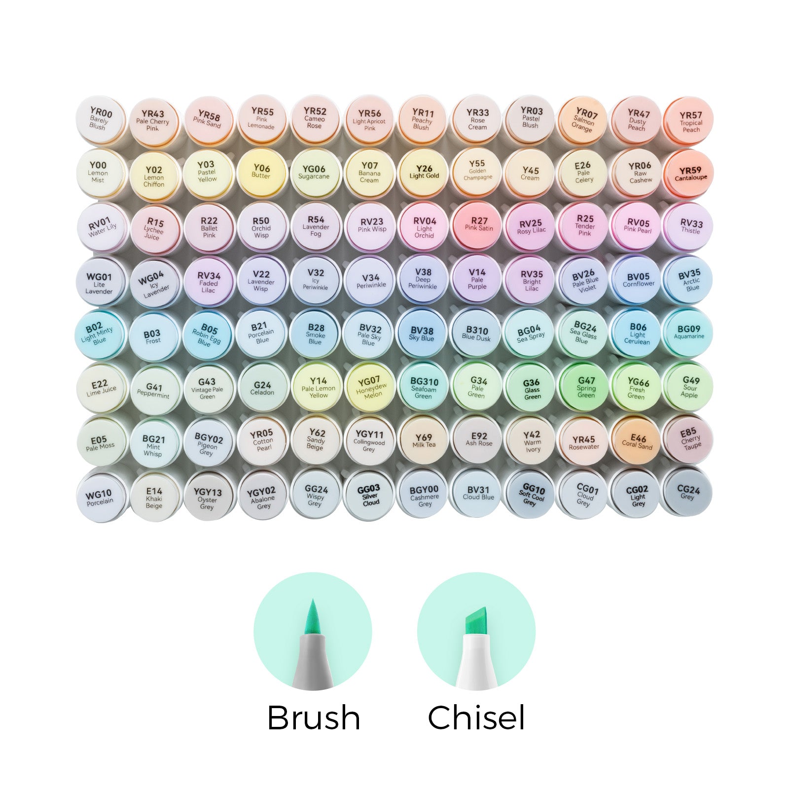 Ohuhu Honolulu 96 Pastel Colors Alcohol Art Markers - Sweetness & Blossoming (New Color Codes) - Image 17