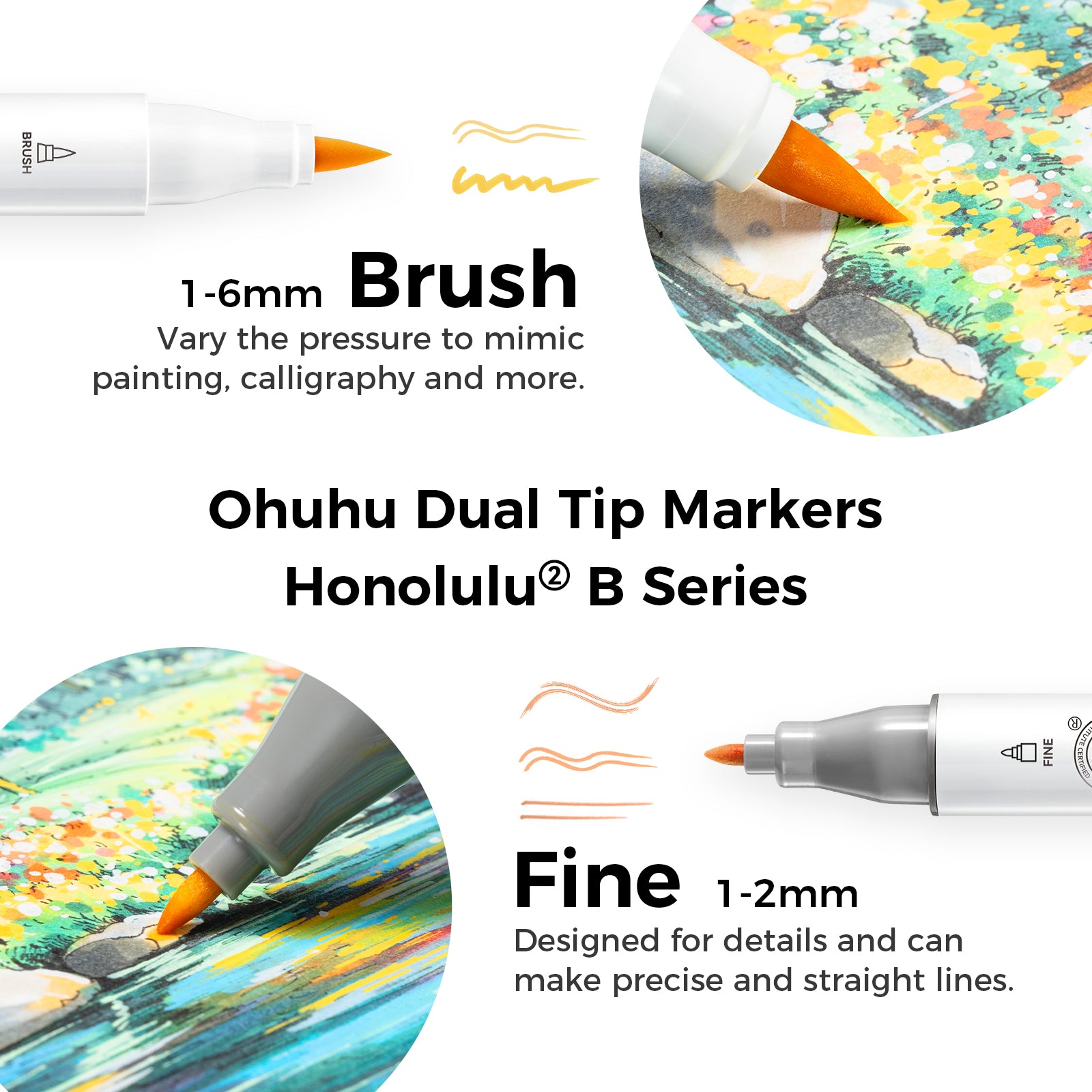 Ohuhu Honolulu² 120 Colors Dual Tips Alcohol Art Markers - Image 15