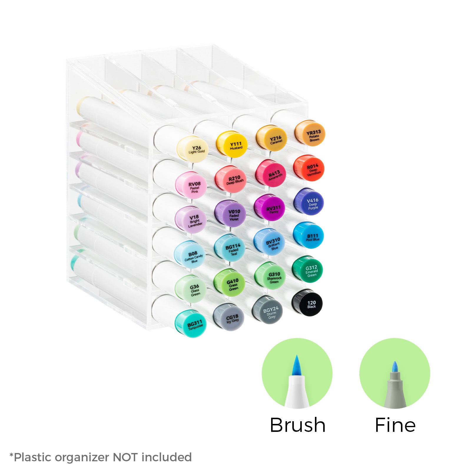 Ohuhu Honolulu 24 Basic Colors Dual Tips Alcohol Art Markers (New Color Codes)