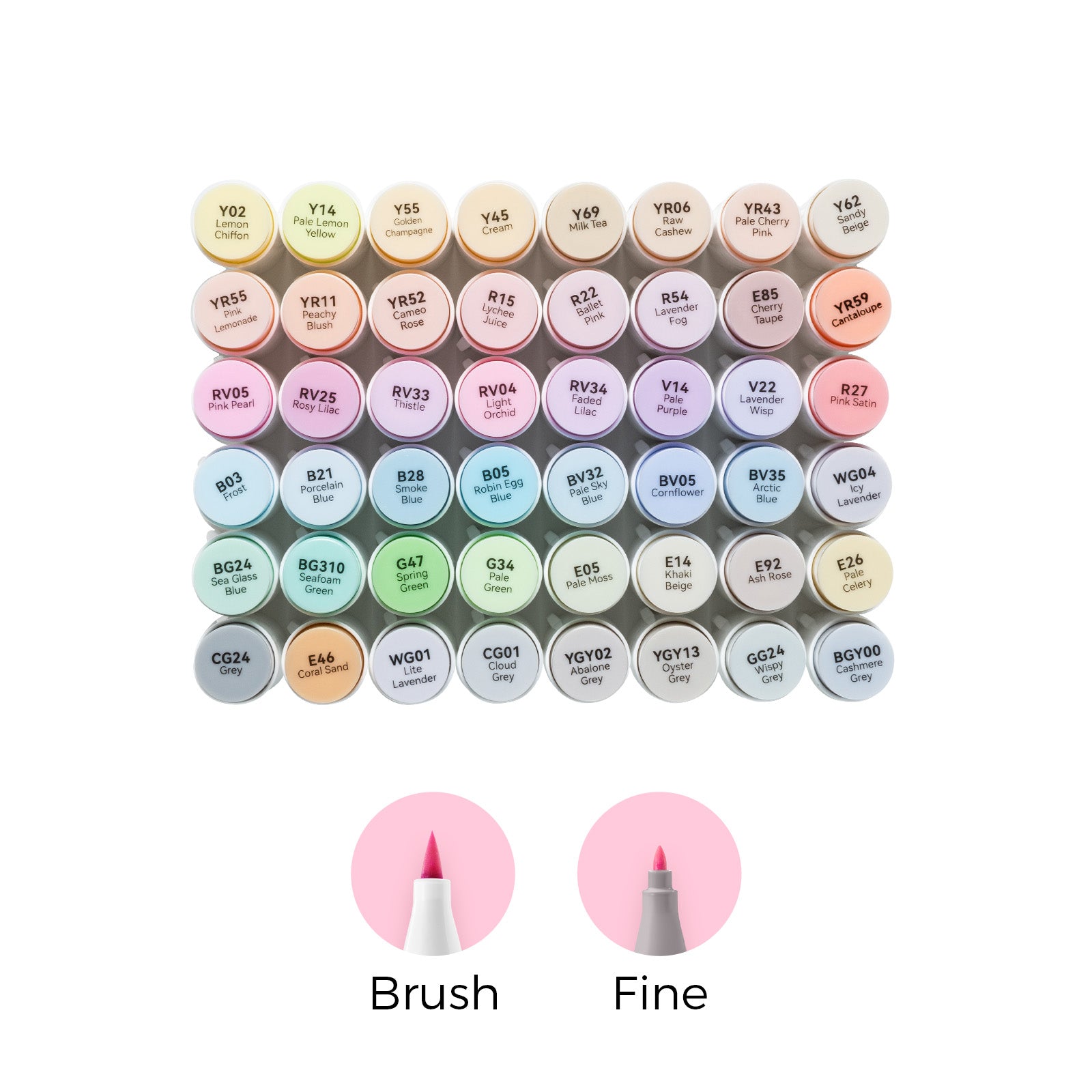 Ohuhu Honolulu 48 Pastel Colors Dual Tips Alcohol Art Markers-Sweetness (New Color Codes) - Image 2