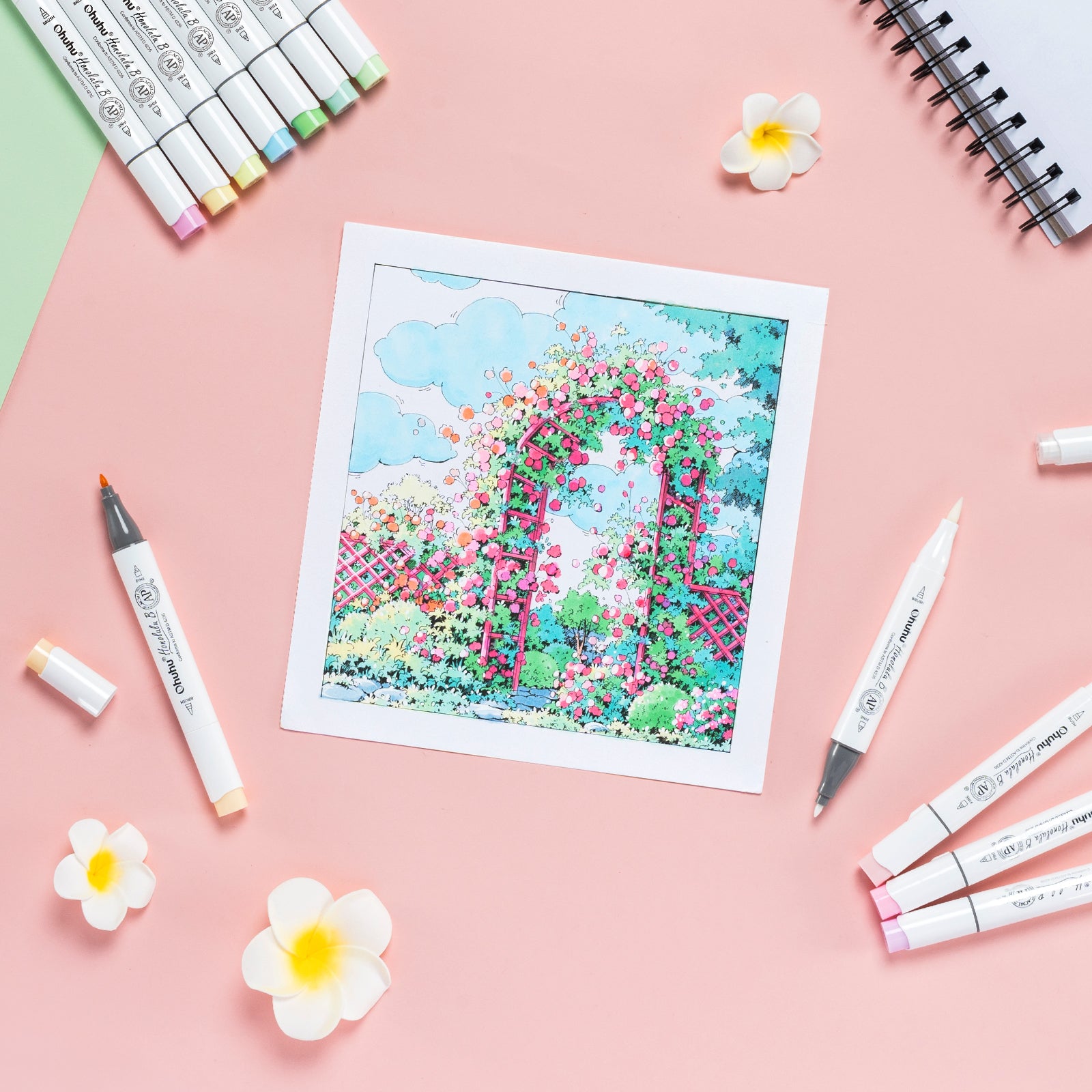 Ohuhu Honolulu 48 Pastel Colors Dual Tips Alcohol Art Markers-Sweetness (New Color Codes) - Image 16