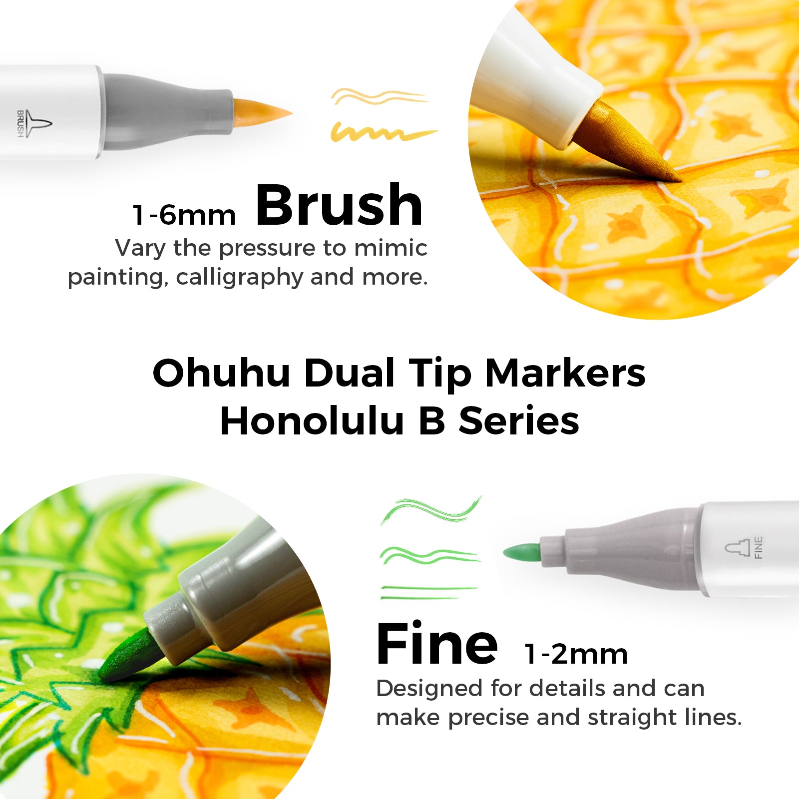 Ohuhu Honolulu 120 Colors Dual Tips Alcohol Art Markers (New Color Codes) - Image 21